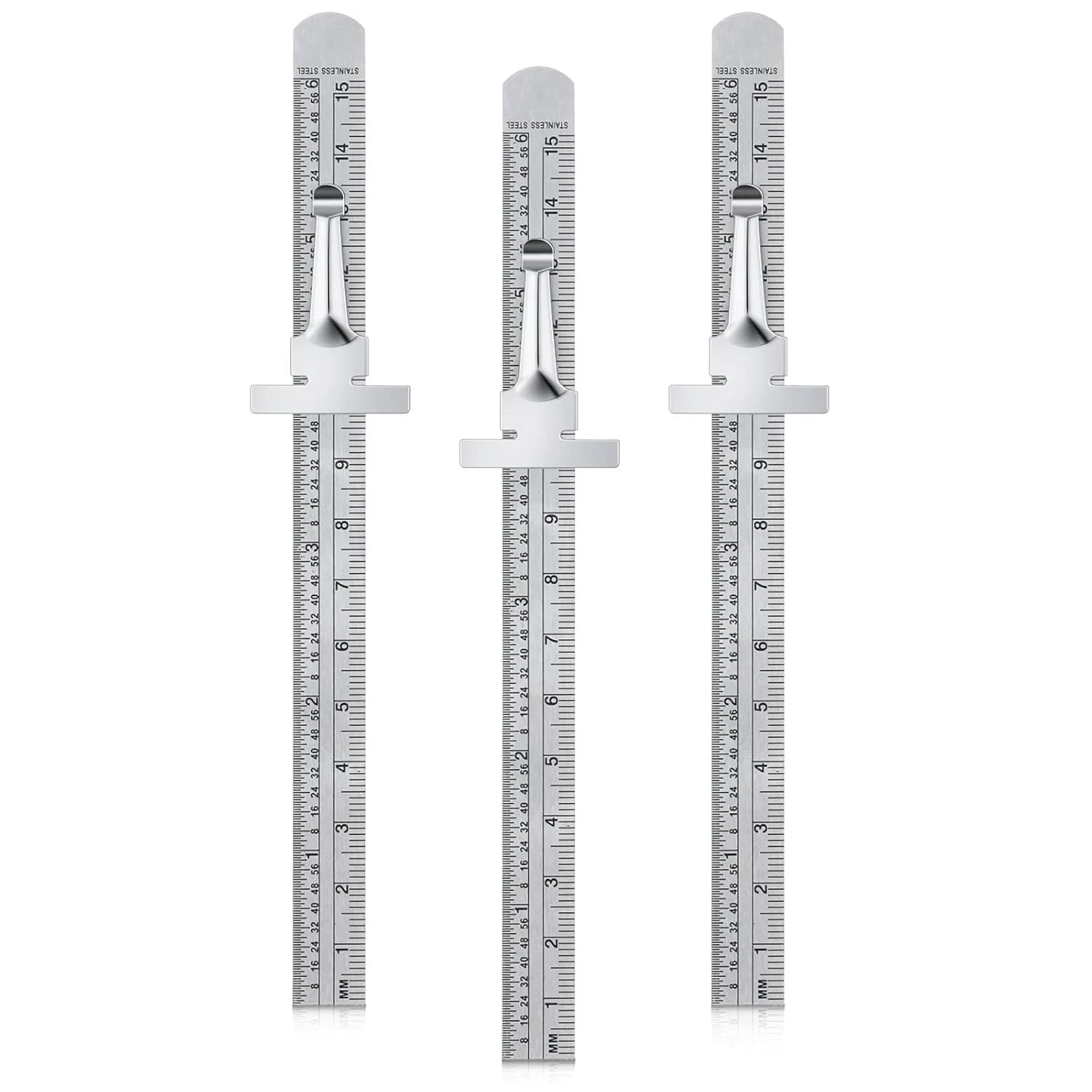 3 Pieces Machinist Rulers Pocket Ruler 6 Inch 15 cm Small Metric Stainless Steel