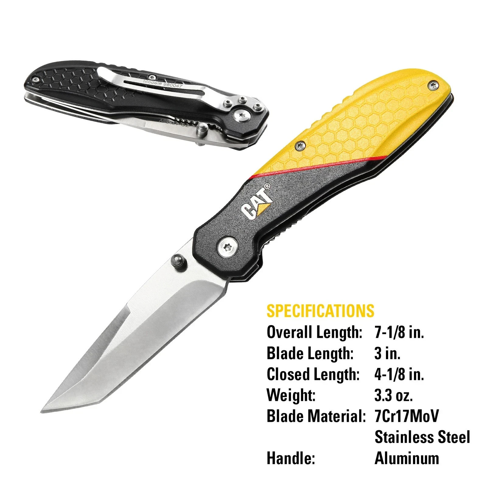 Cat 7 Inch Drop Point Folding Knife - 980047