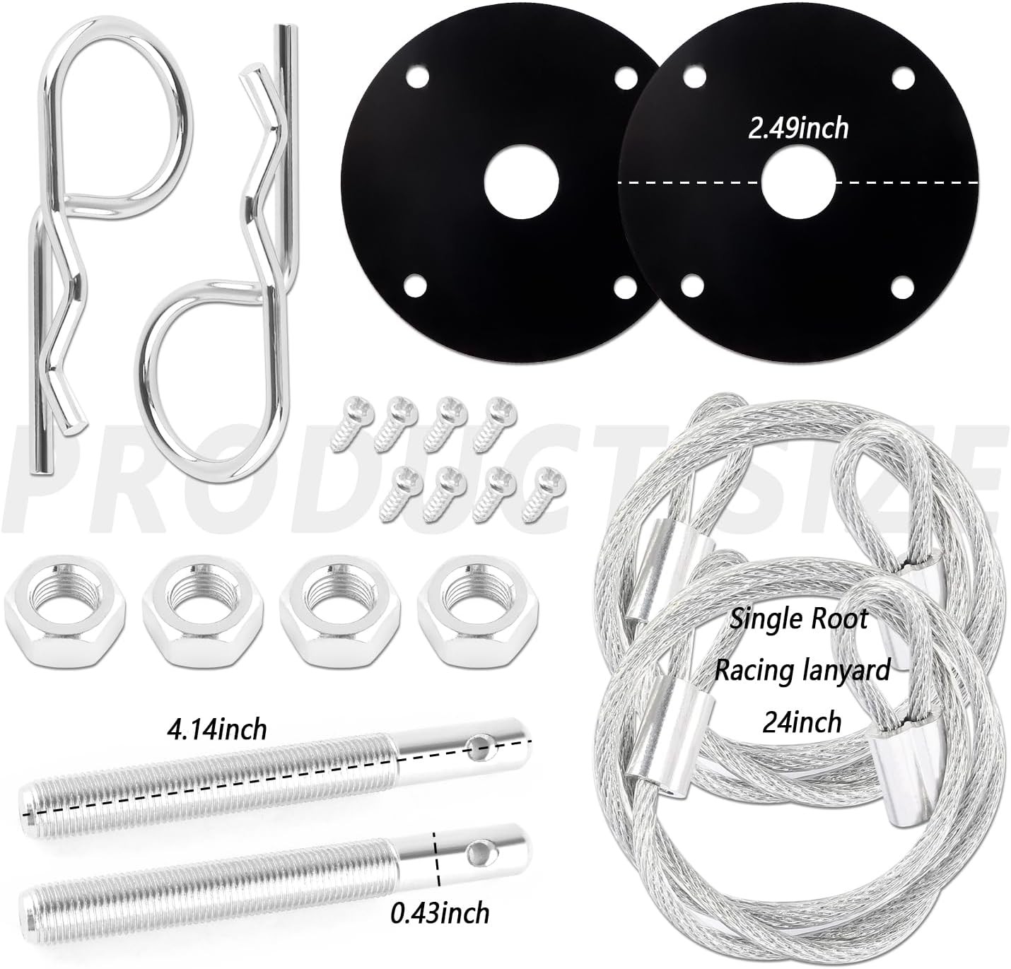 Hood Pins Kit with Racing Lanyard for Car