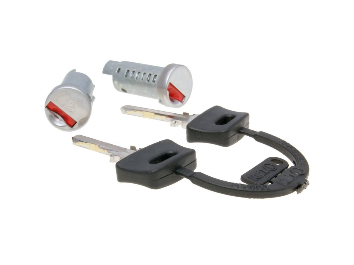 steering lock / 2 lock barrel set for Piaggio ZIP, TPH, NRG, SKR, Free, Sfera, V