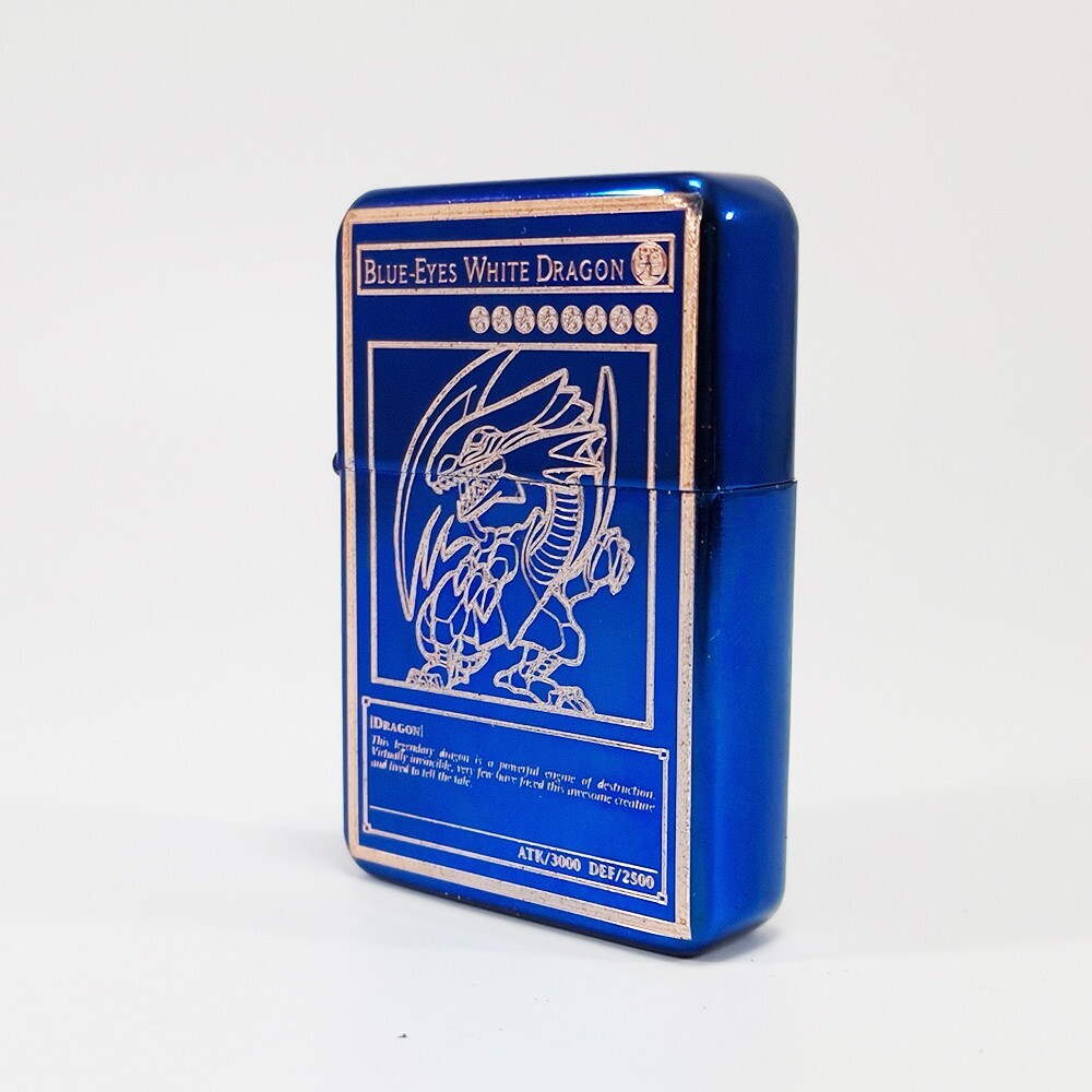 BRAND NEW - BRUSHED STYLED CIGARETTE PETROL LIGHTER - BLUE EYES WHITE