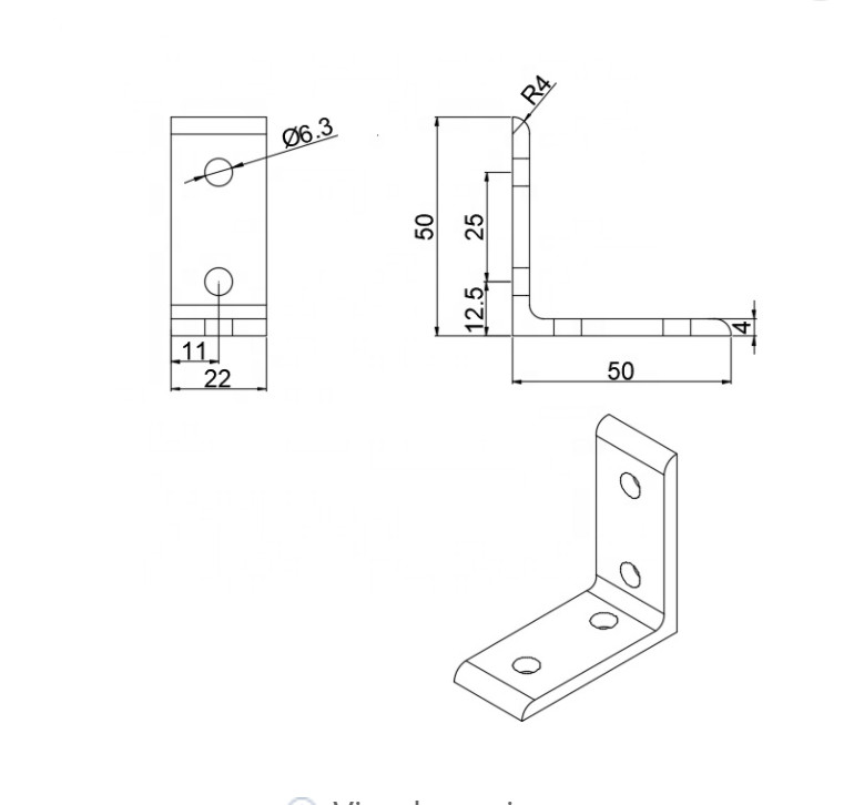 Pack of 10 2525 Series (10 series) Aluminum 4 Hole Inside Corner Bracket