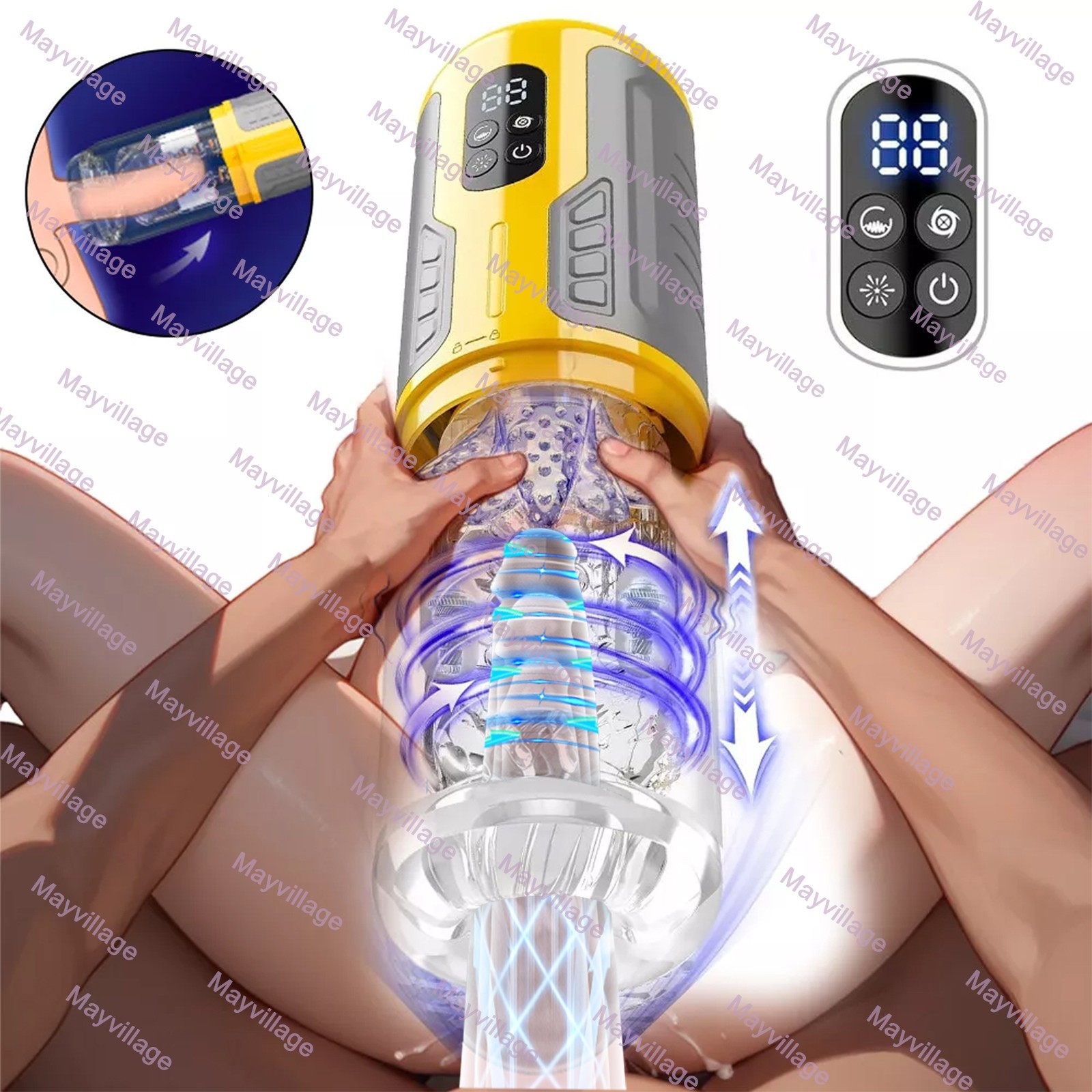 Male Masturbaters Automatic HandsFree Rotating Cup Thrusting Stroker Men Sex Toy