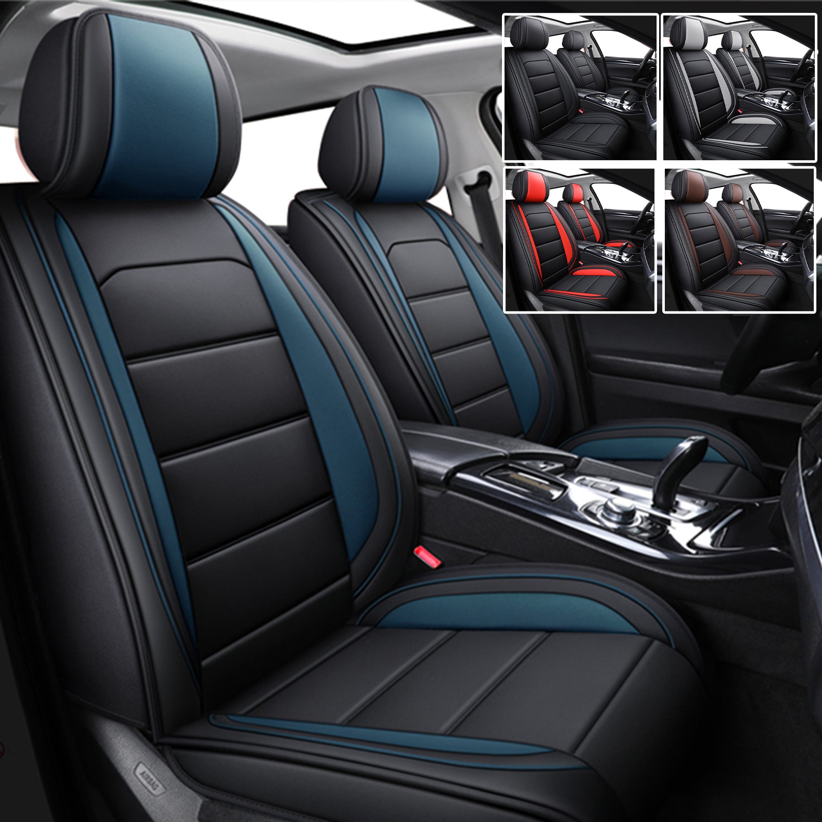 For Hyundai Car Seat Covers 5-Seats Full Set Front Rear Cushion Leather Mat