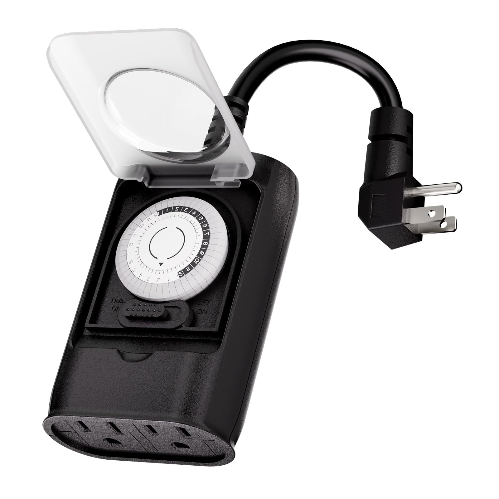 K KASONIC - Outdoor Light Timer Outlet, 24 Hour Mechanical Switch, Black