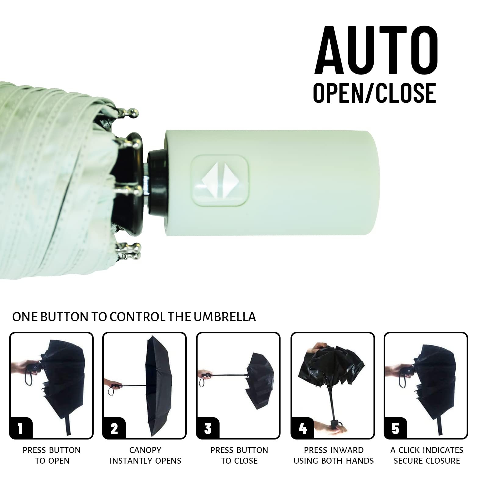 SY COMPACT Travel Umbrella Windproof Automatic 38 inch, Mint Green