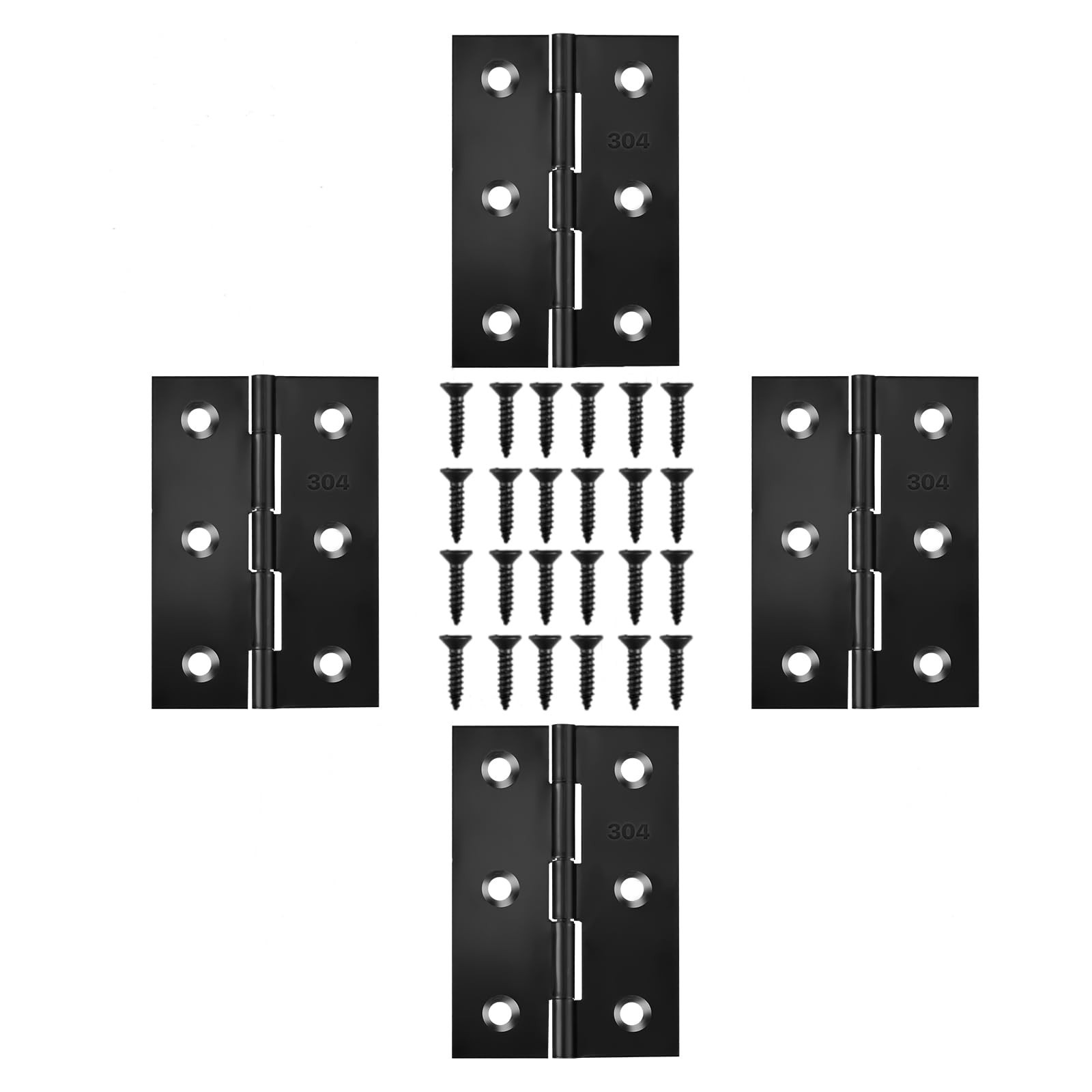 Black Door Hinges, 3 Inch Black Hinges for Furniture Door Window Case Lid and...