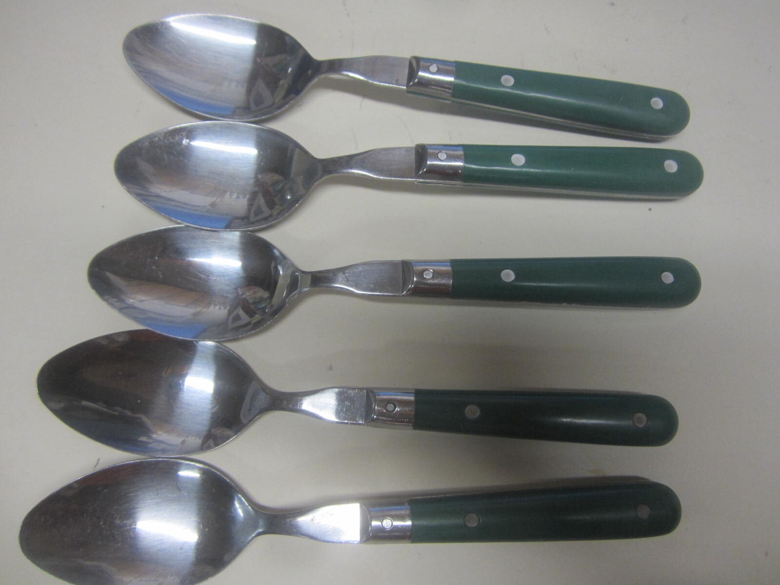 LOT OF 5 SOUP  SPOON  WF Washington Forge Flatware Mardi Gras  Hunter Green