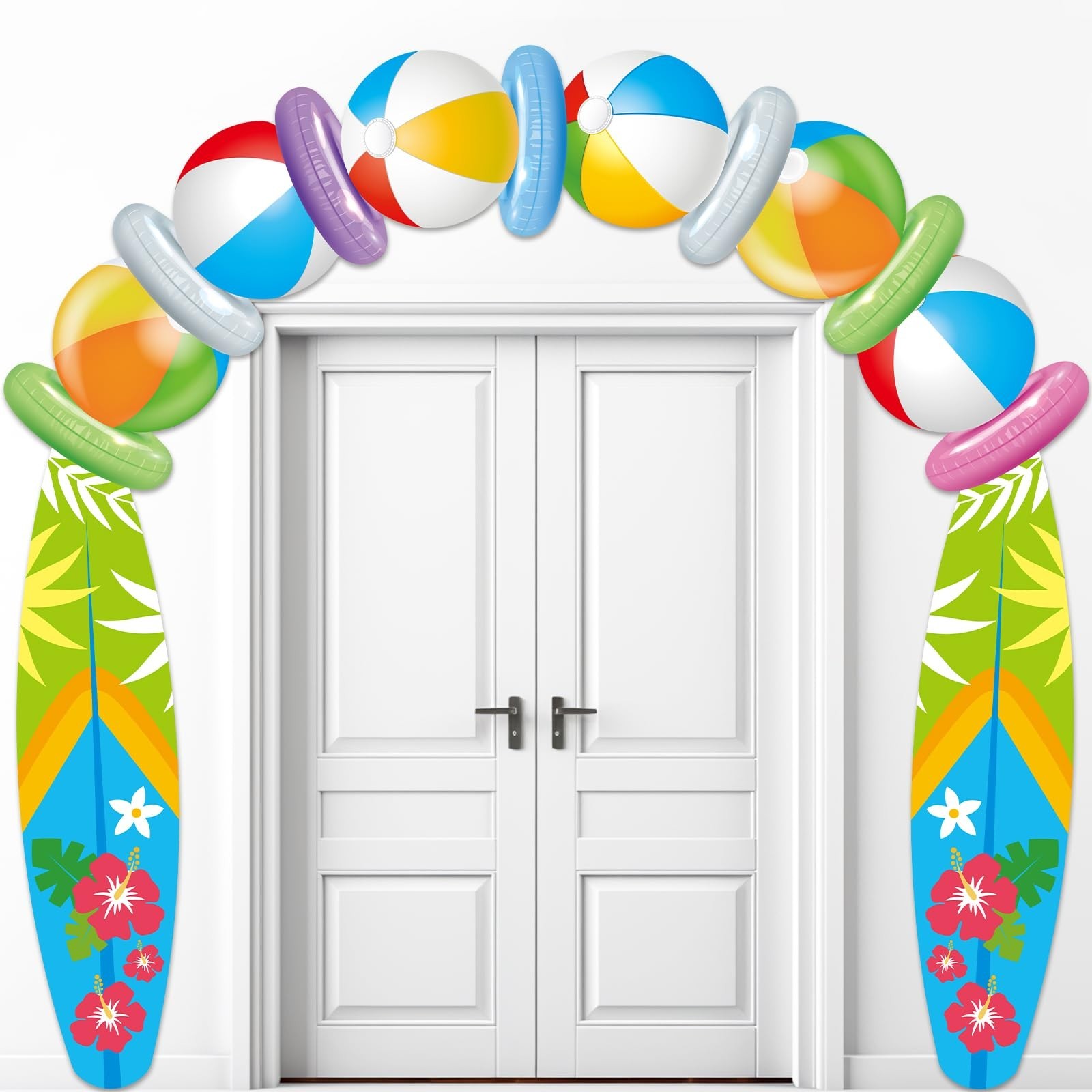 Beach Ball Surfboard Porch Banner Summer Birthday Decorations Pool Party Bann...