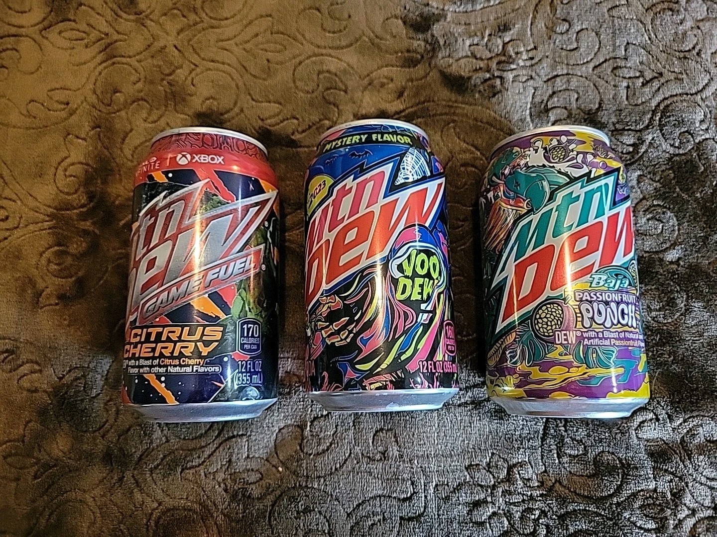 Mountain Dew Rare/Discontinued Lot Of 3 Full 12oz Cans !! Voodew, Halo Game Fuel