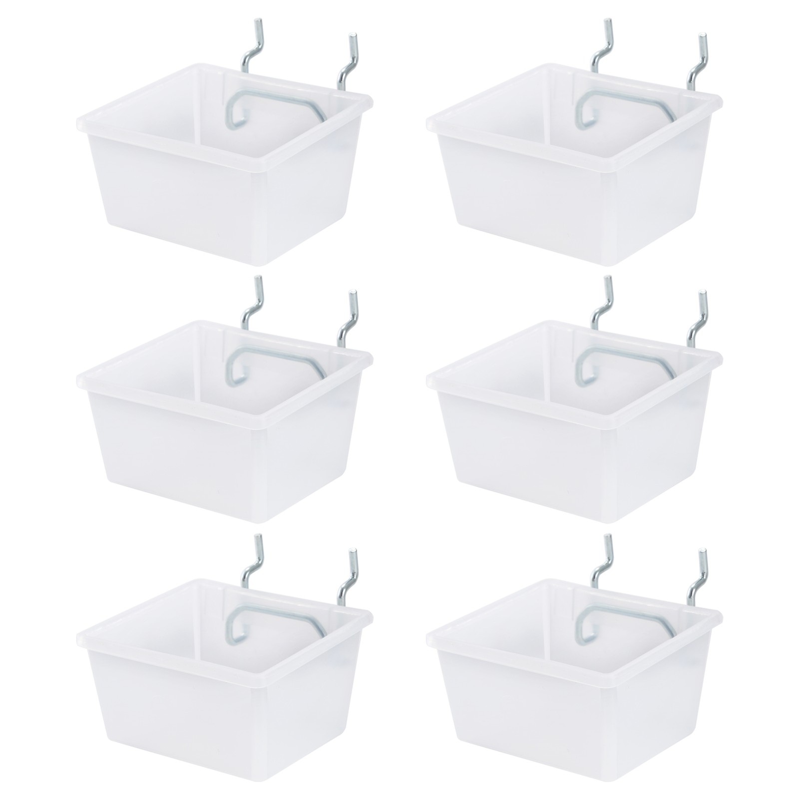 6 Pack Pegboard Clear Bins, Pegboard Bins Hooks, DIY Pegboard Accessories,8379