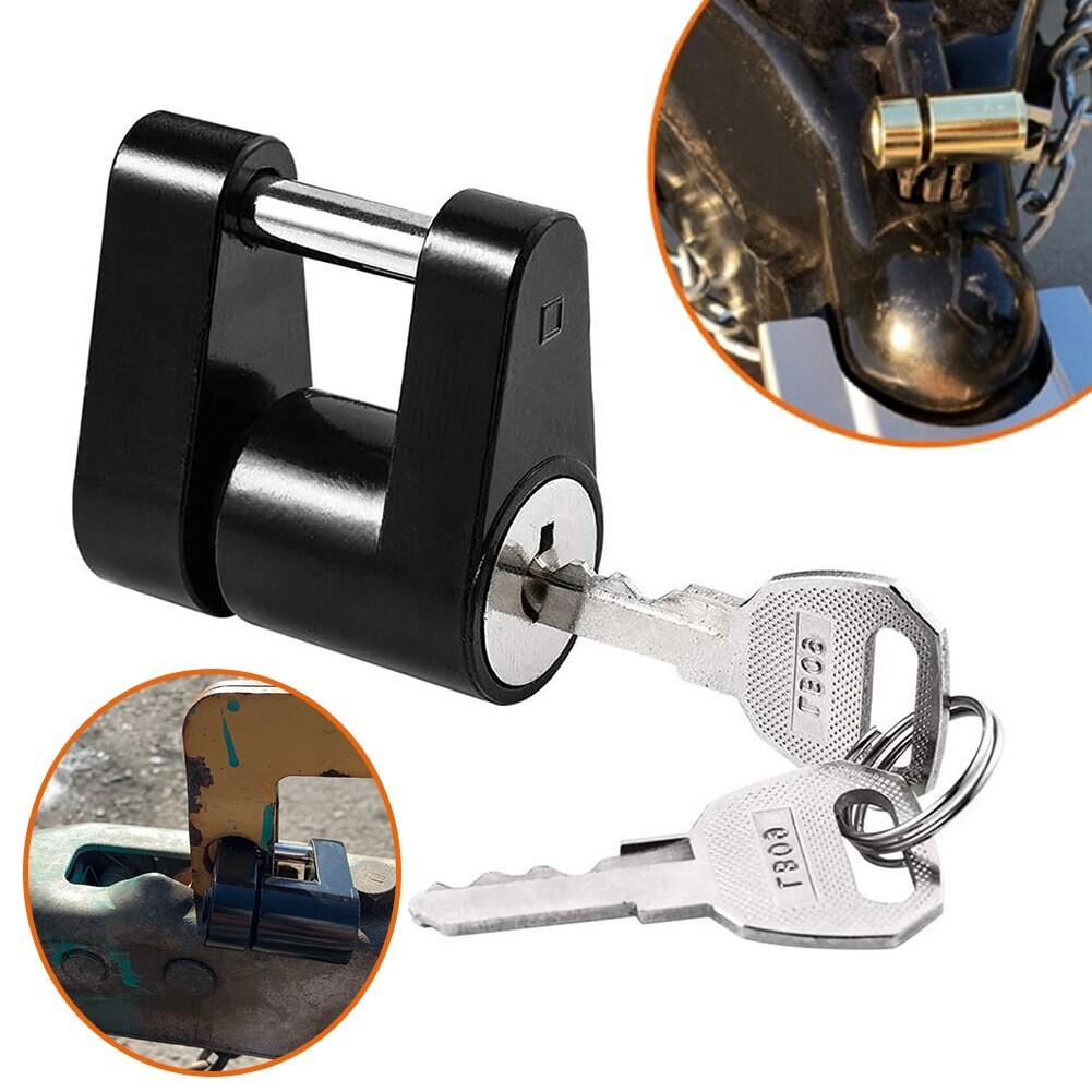 Dia 1/4" Span 3/4" Trailer Hitch Coupler Lock For Tow Boat RV Truck Car + 2 Keys