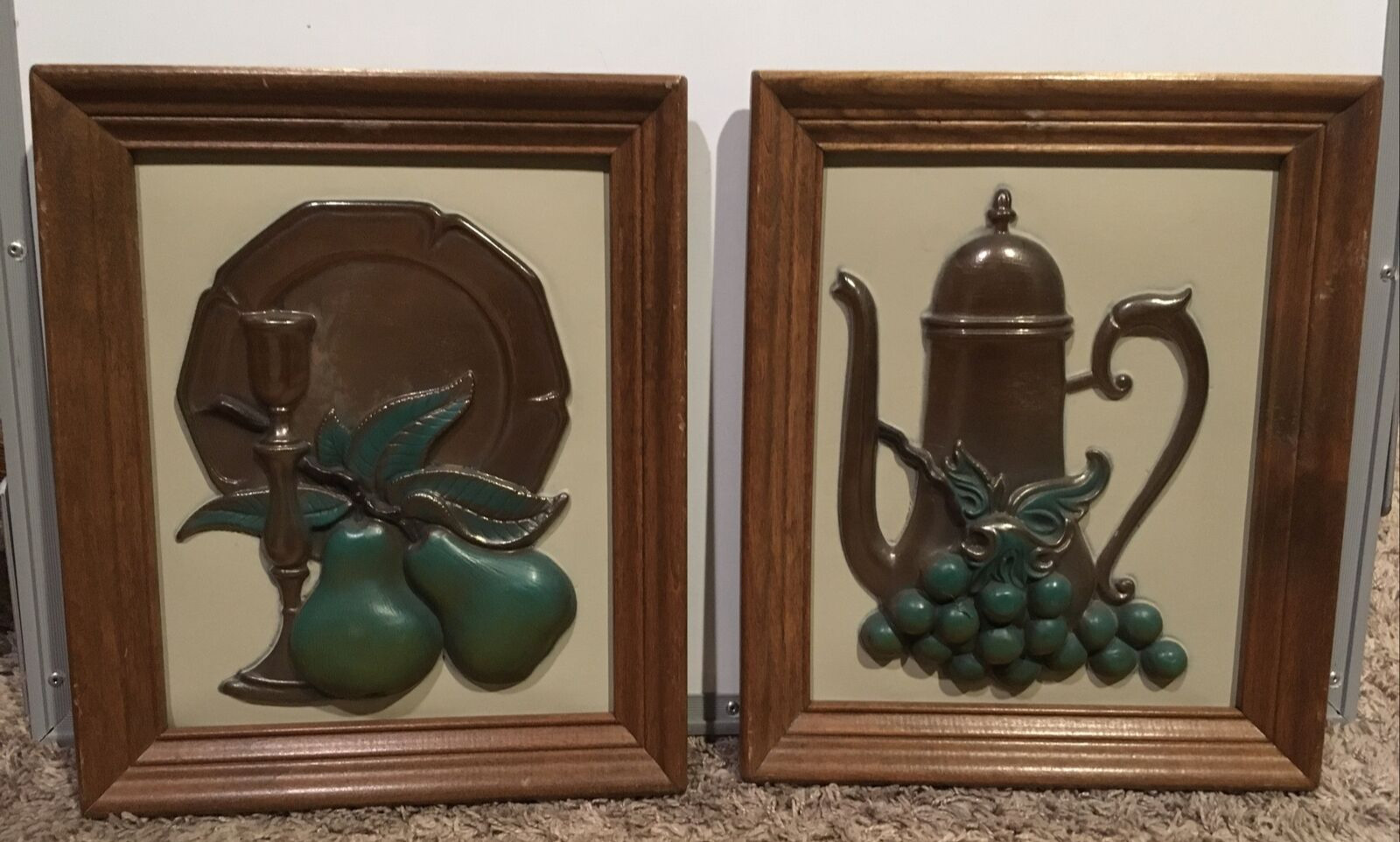 Ideal Originals of Southern California Wall Decor set 2 Fruits Pears Grape Frame