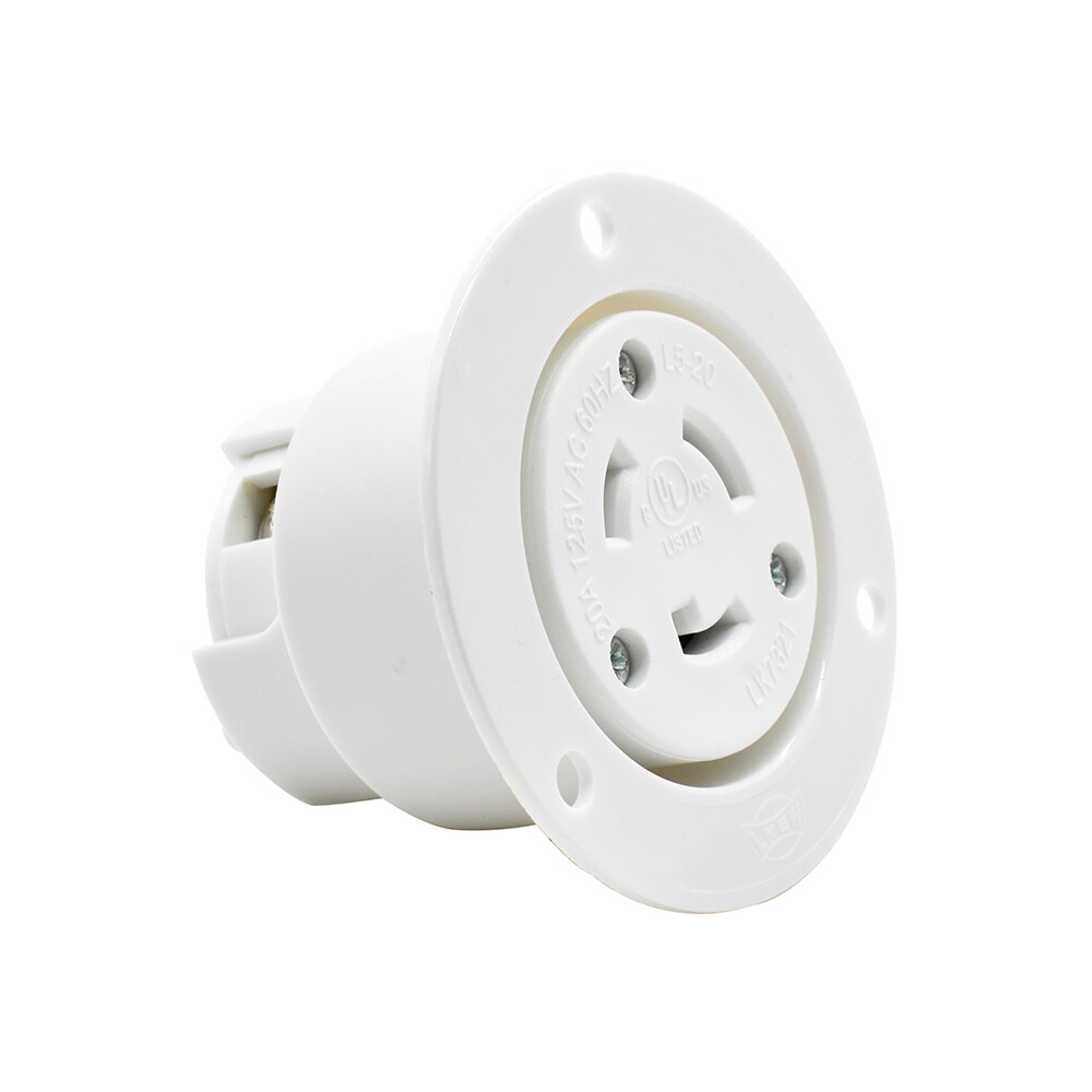 Twist Lock Flange Receptacle 3 Wire, 20 Amps, 125V, NEMA L5-20R - YGF036F
