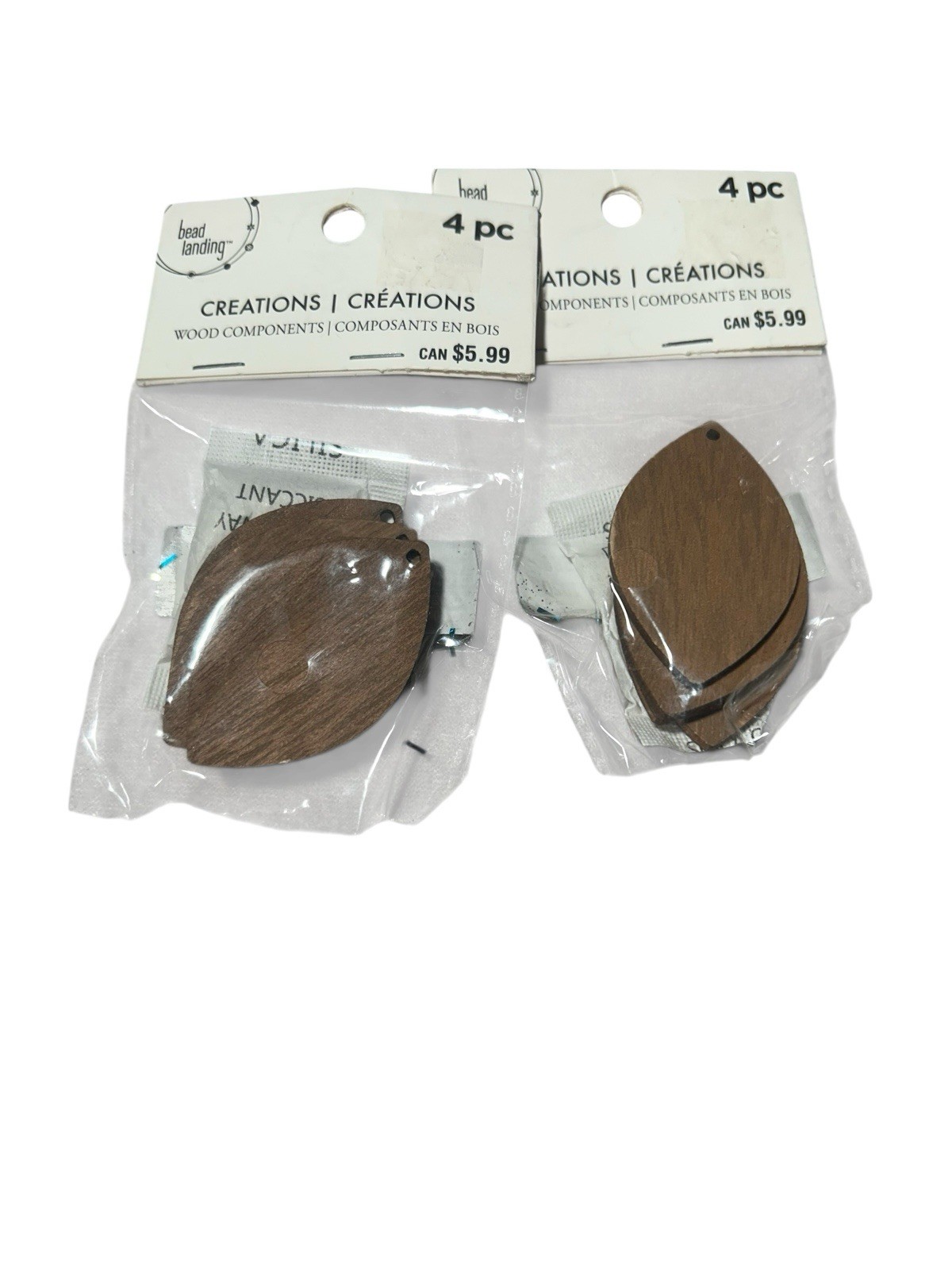 Bead Landing 8 Pkgs Wood Earring Craft Components Assorted Shapes (56 pc)