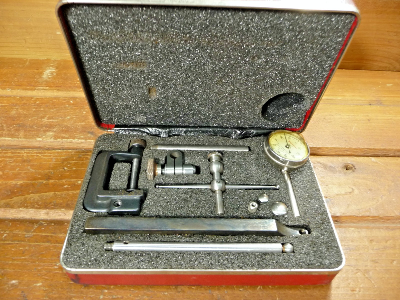Vintage STARRETT NO. 196 Dial Test Indicator Kit Machinist Hand Tool