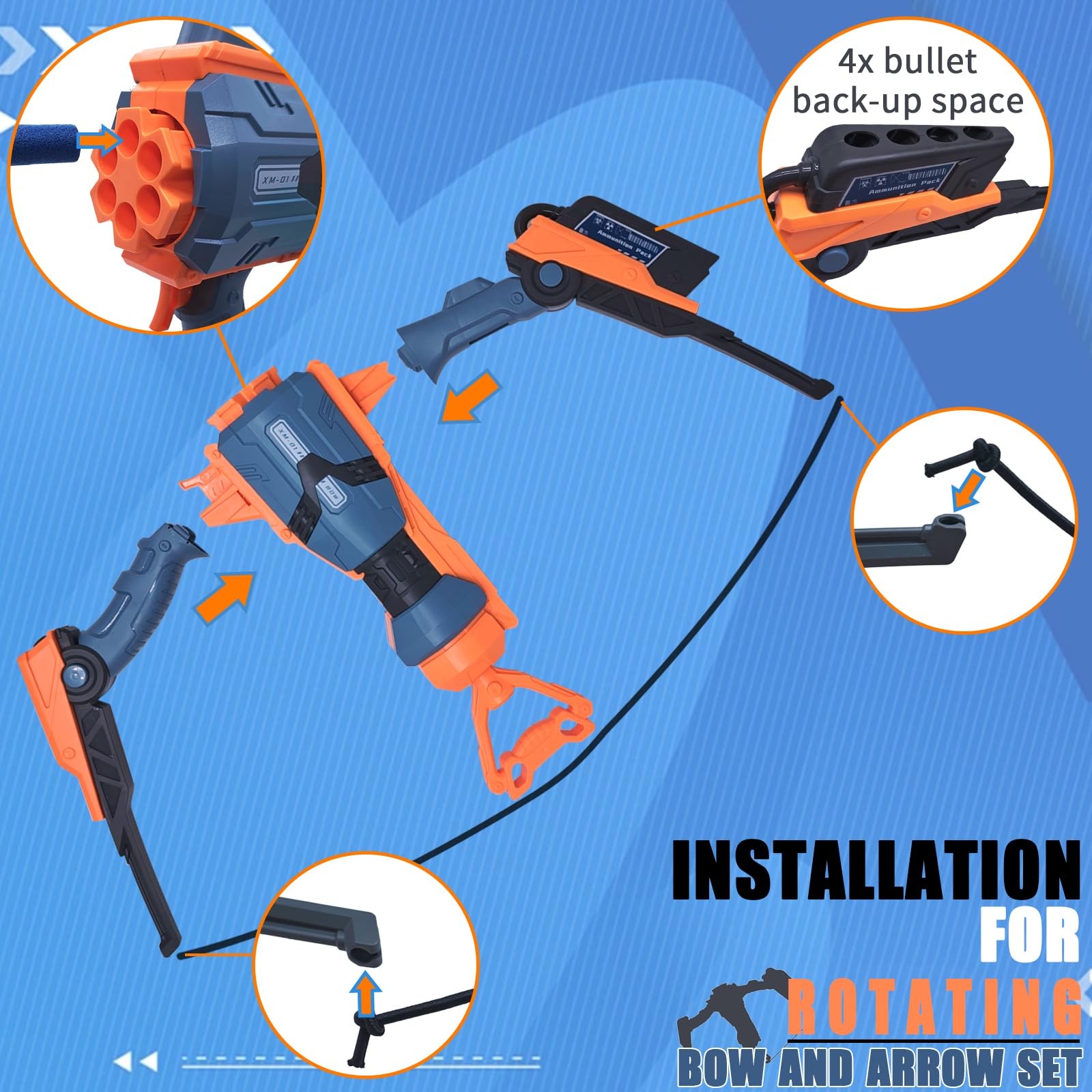 Bow and Arrow for Nerf Bullets, 6-Dart Rotating Drum, Easy to Use, Durable AB...