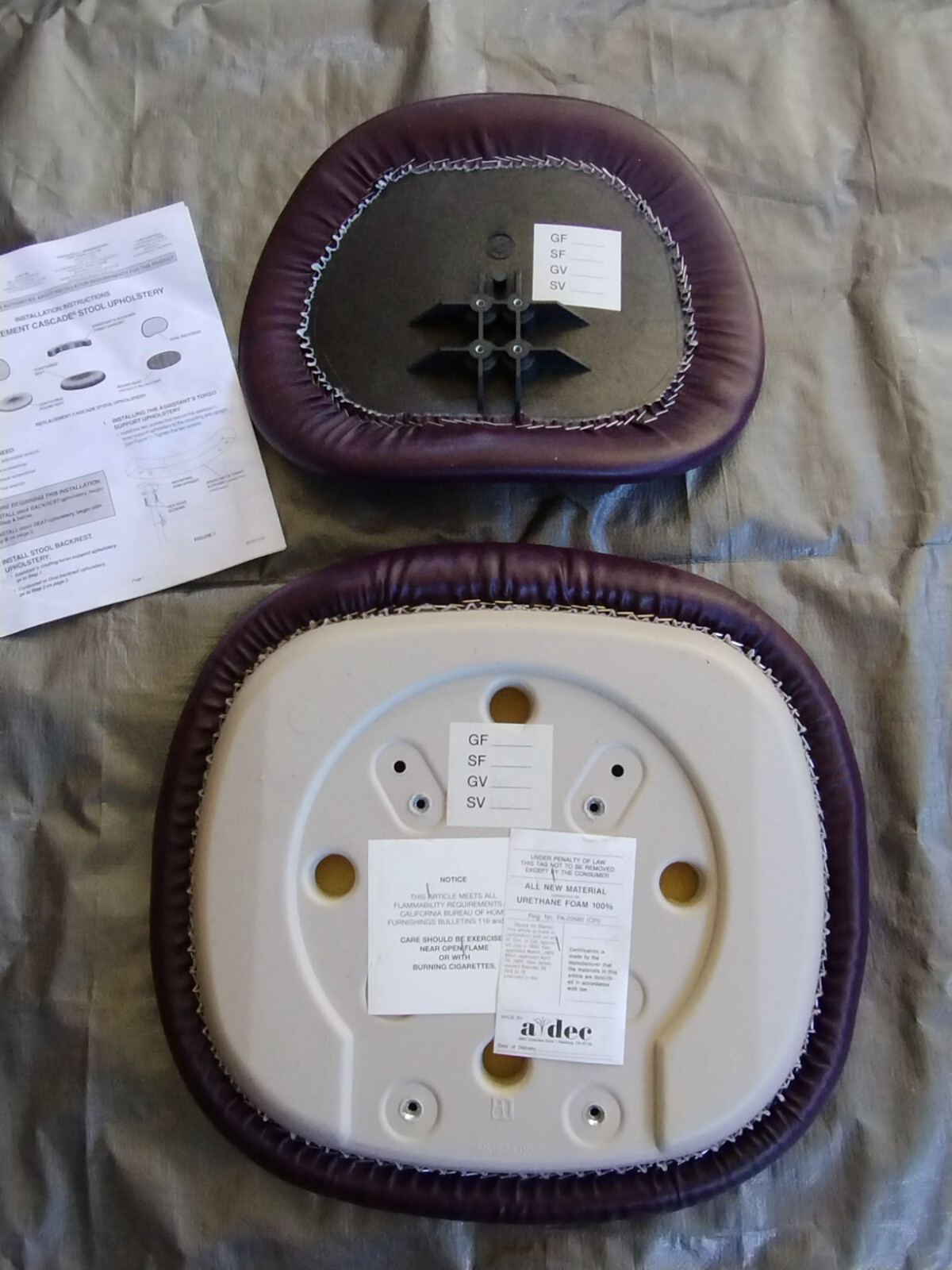 A-dec 1601 Dr.s stool upholstery