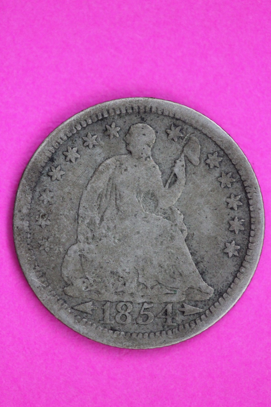 1854 P Seated Liberty Half Dime Silver Guaranteed Authentic & Genuine Coin 1582