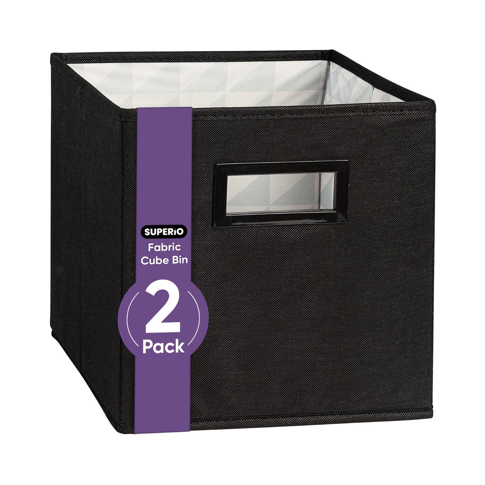Superio Fabric Organizing Bin, 11" Black Fabric Cube 2-Pack