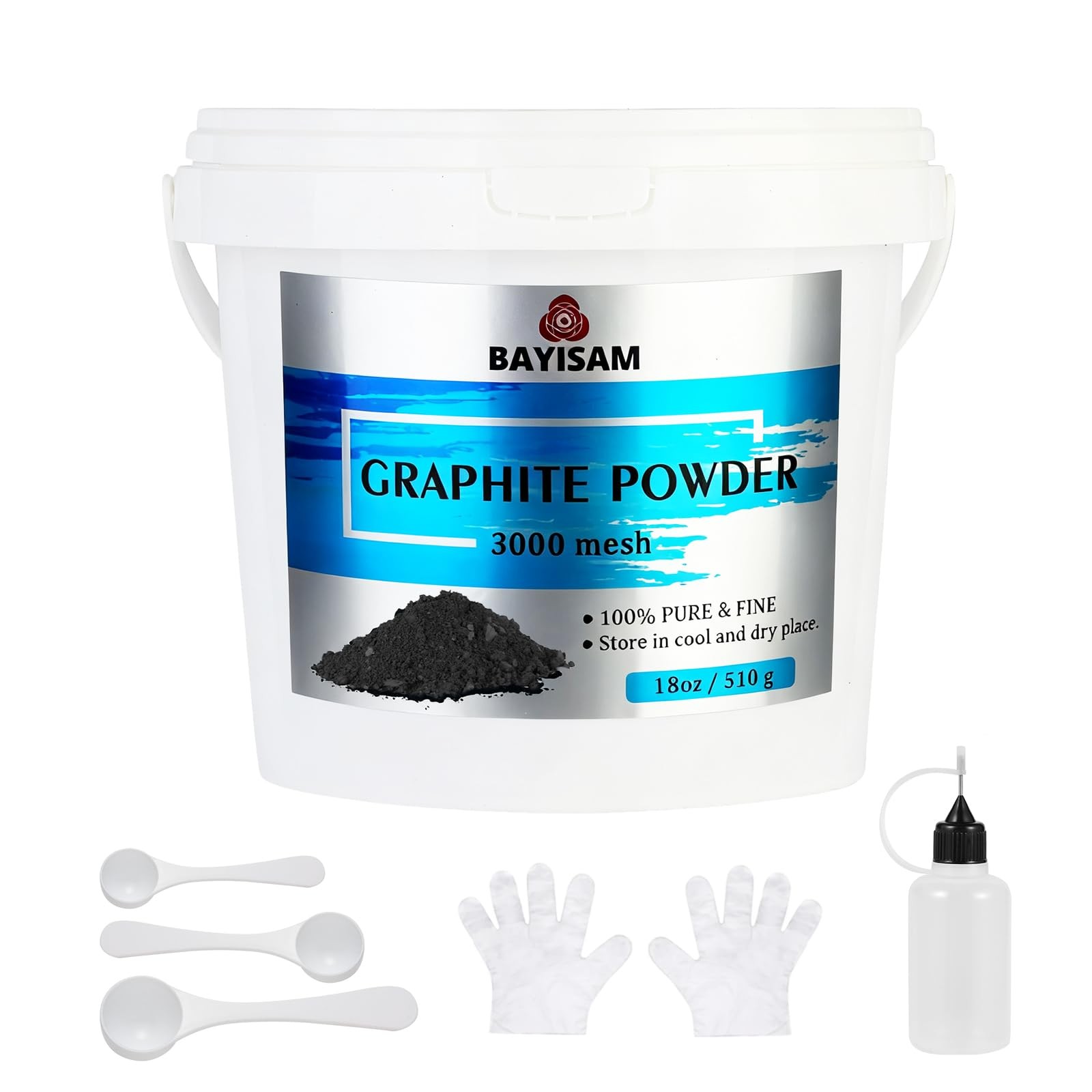18oz/510g Pure Graphite Powder,3000 Mesh Microfine Dry Lubricant...