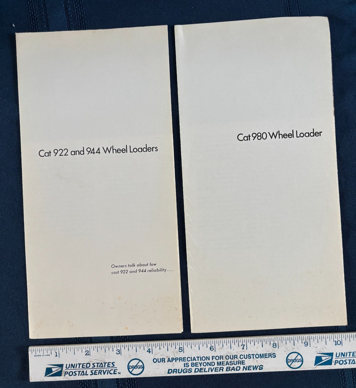 Caterpillar Wheel Loader 922/944 & 980 Brochure three Page Foldout Tractor 1960s