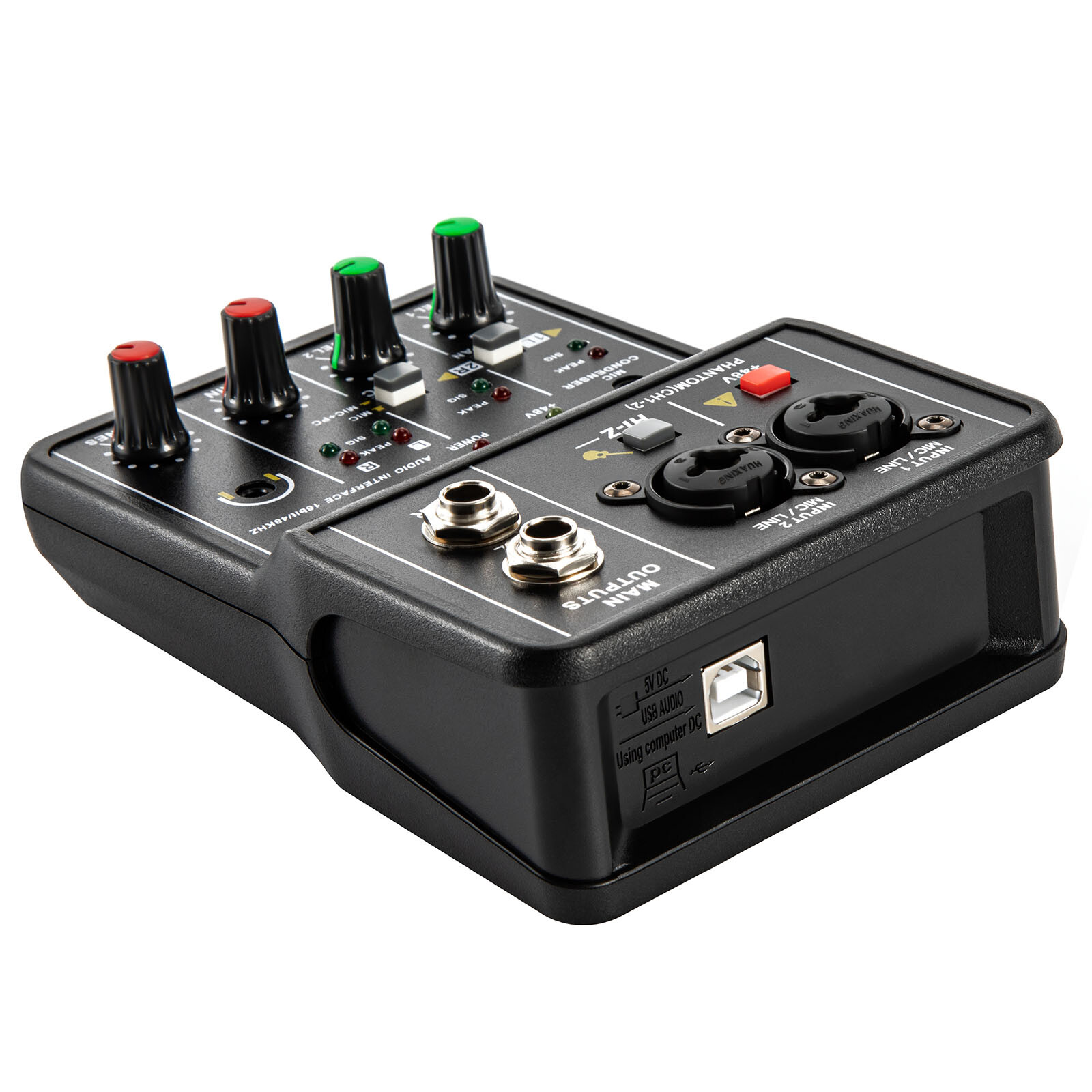 2 Channel Mixing Console Live Studio Audio DJ Mixer Sound Board USB Interface