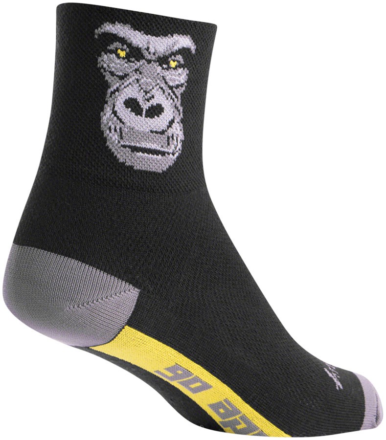 SockGuy Classic Silverback Gorilla Socks No Show Socks Large/XL Black Gray