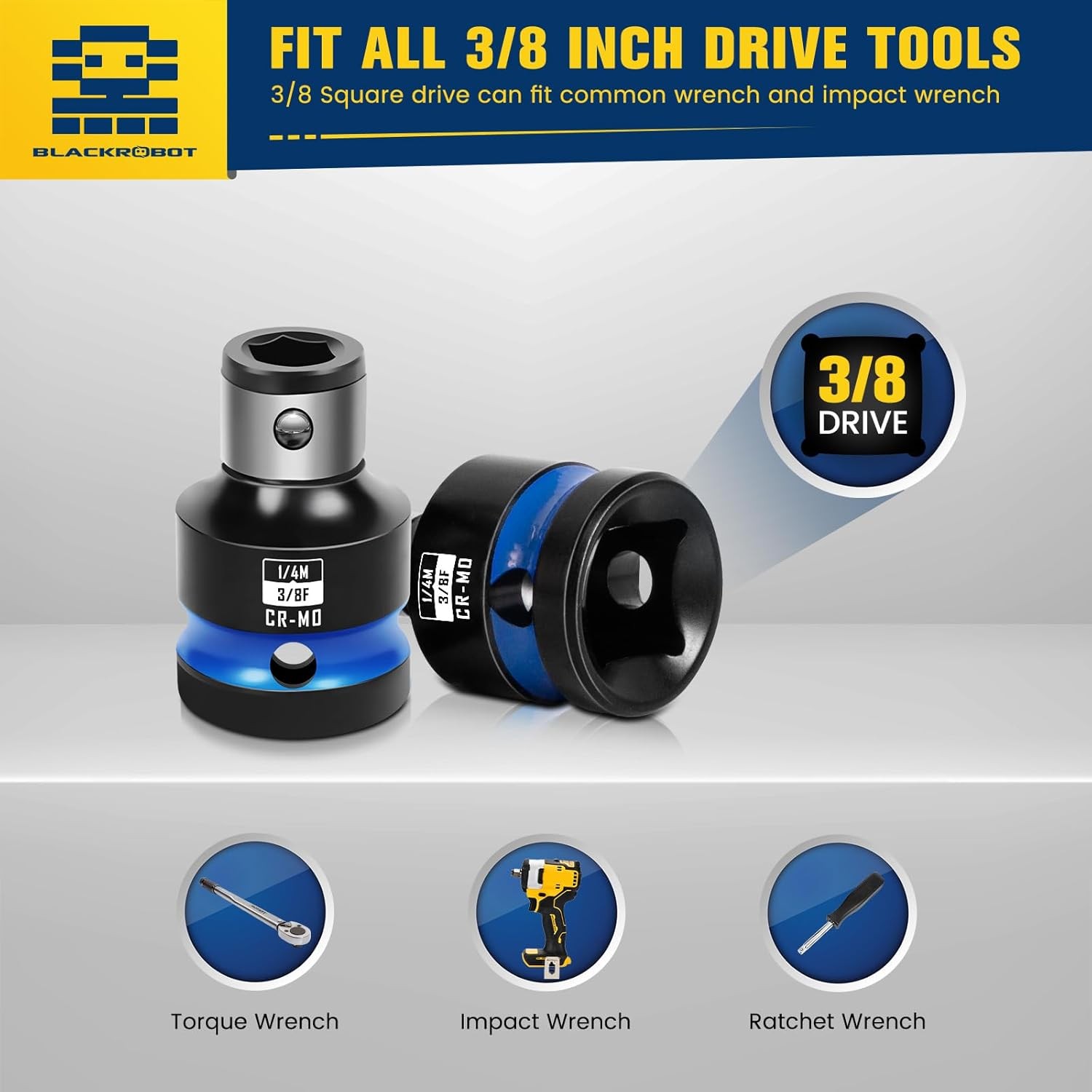BLACKROBOT Impact Socket Adapter 3/8 to 1/4 2pc