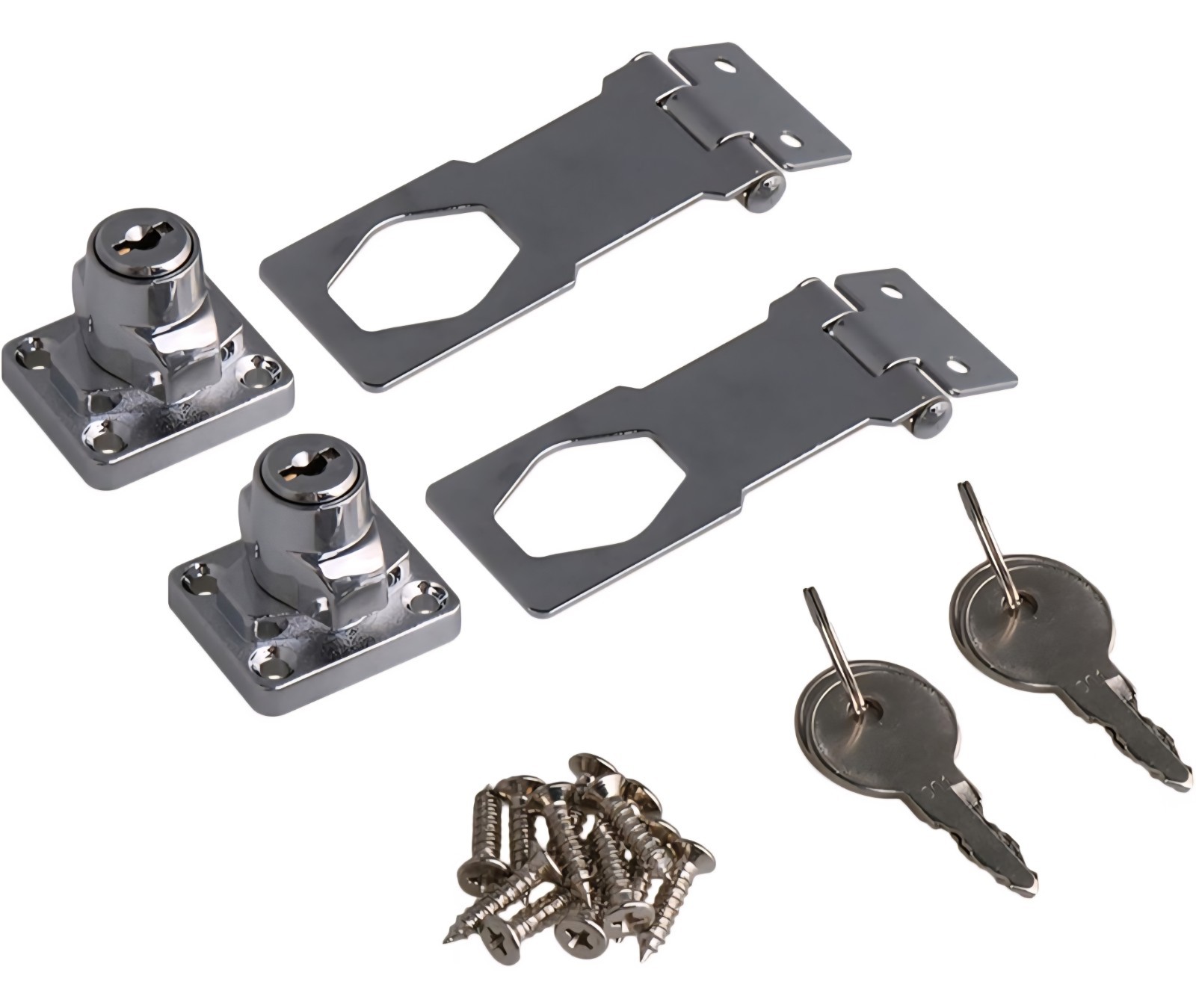 2 Pack Keyed Hasp Lock for Doors Cabinet, 3 inch, Zinc Alloy, Silver