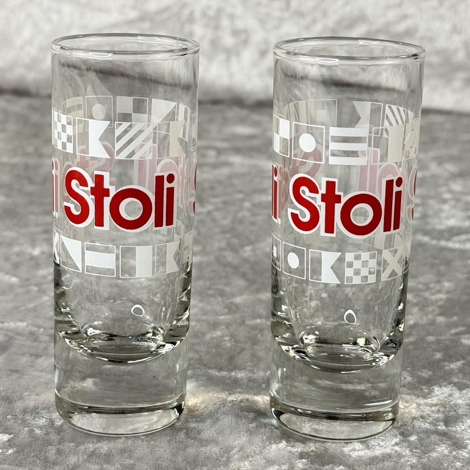 Set of 2 Stoli Tall Shot Glasses - 4 Inches Tall, 2 Ounces