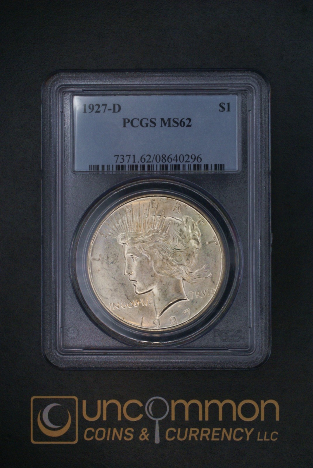 1927D Peace Dollar Graded MS62 by PCGS.    (UCC-PSD-1927D-MS62-P-0027)