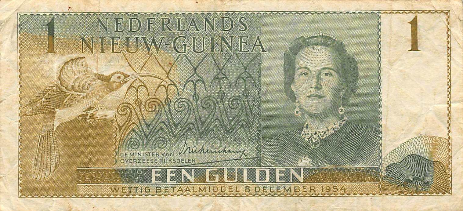Netherlands New Guinea  1  Gulden  8.12.1954  Series  AU  Circulated Bond RR4