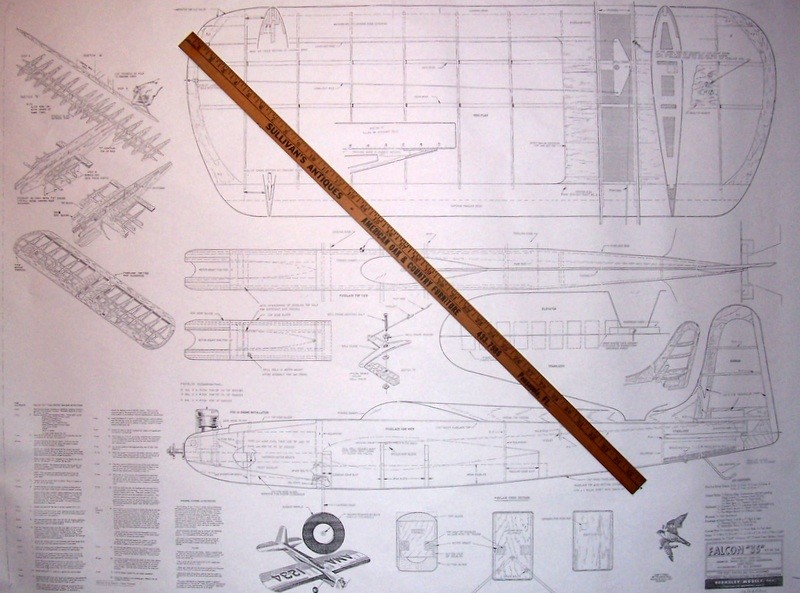 Berkeley FALCON 35 PLAN + ARTICLE + MIRRORED WING to Build UC Stunt Model Plane