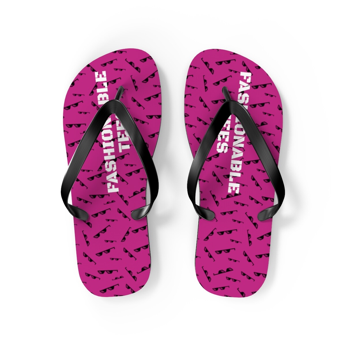 Fashionable Tees Deal With It Pattern Pink Flip Flops