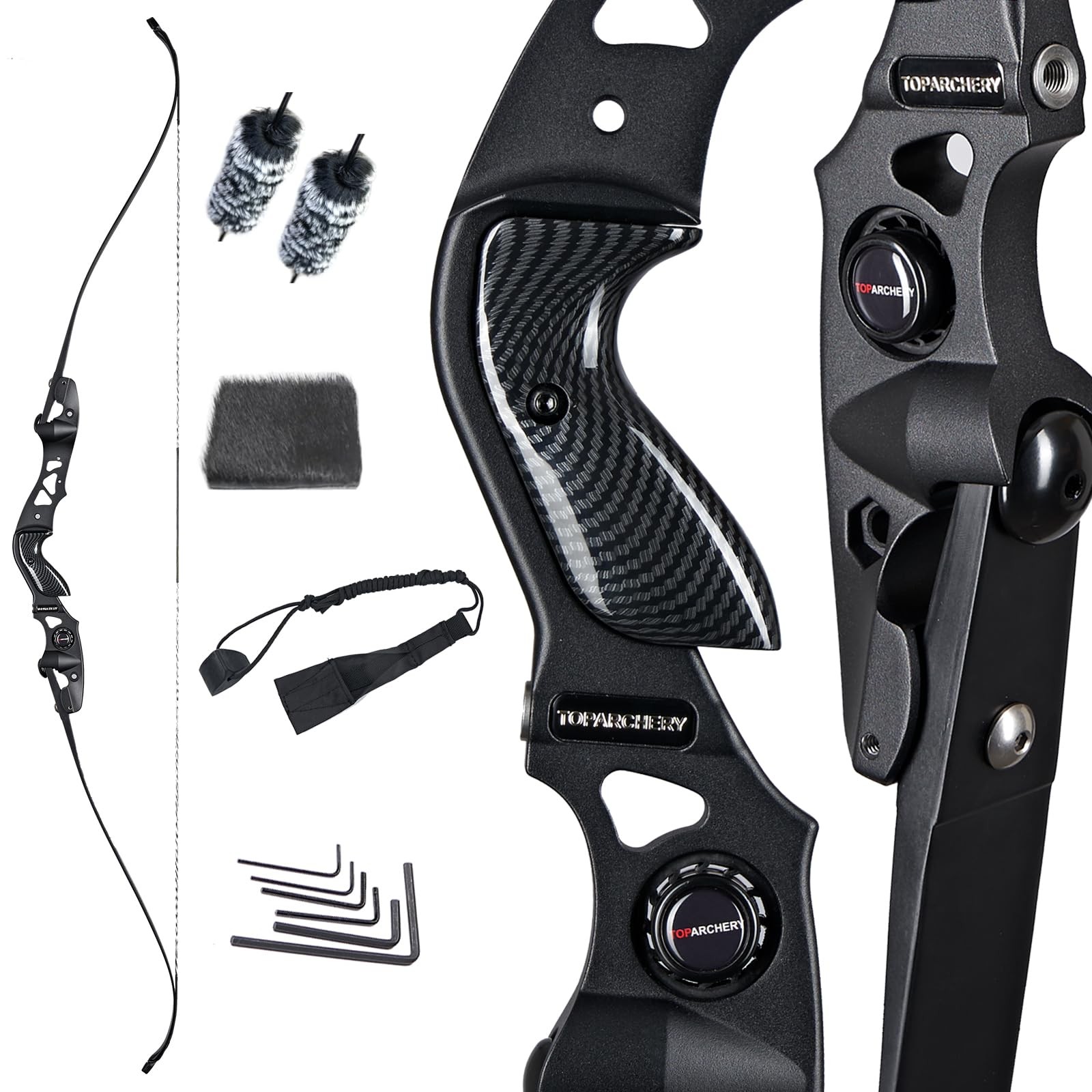 Toparchery 62 Black Hunter Recurve Bow Ilf Interface Shock Absorption Takedown