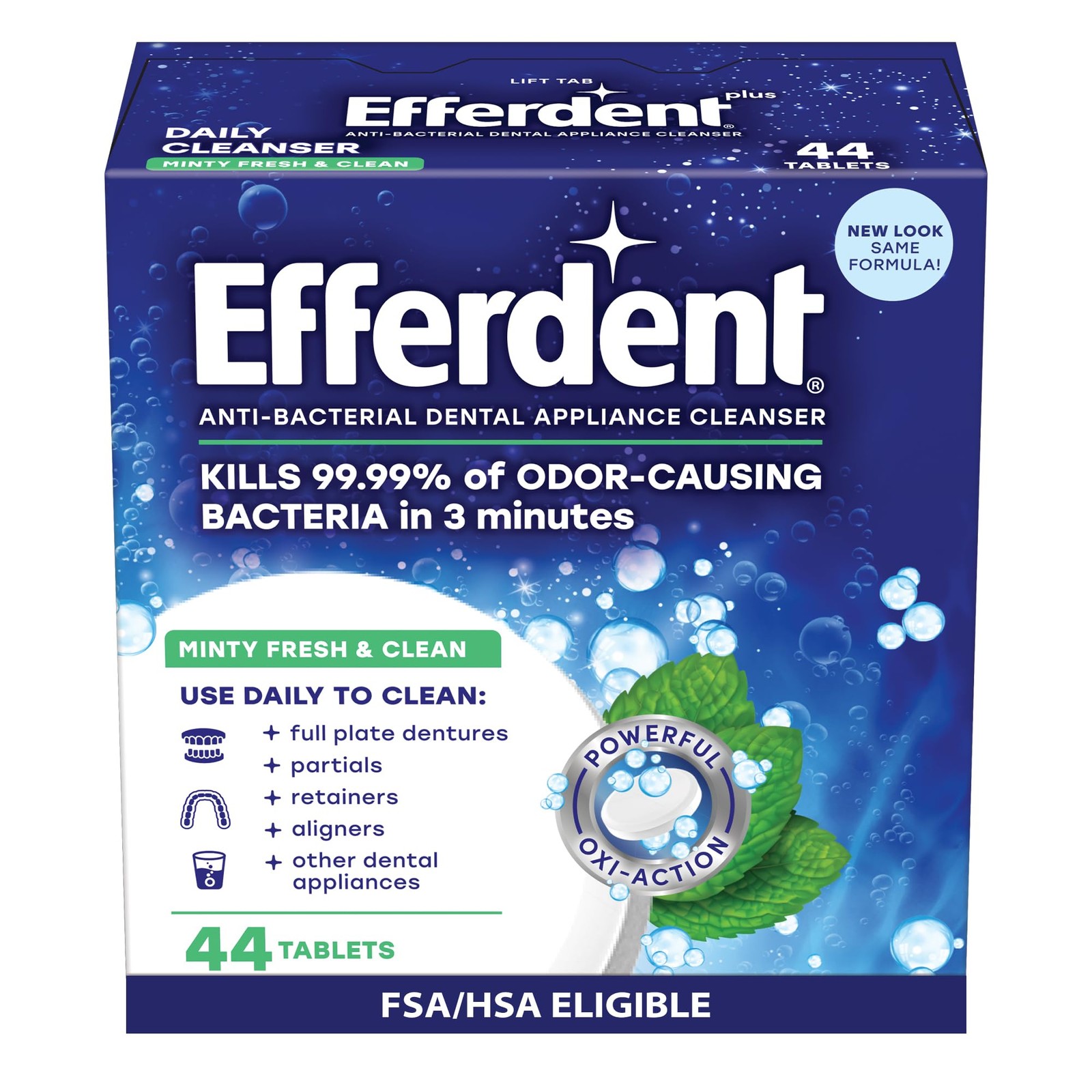 Efferdent Denture Cleaner Tablets – Dental 44 Count (Pack of 1), White