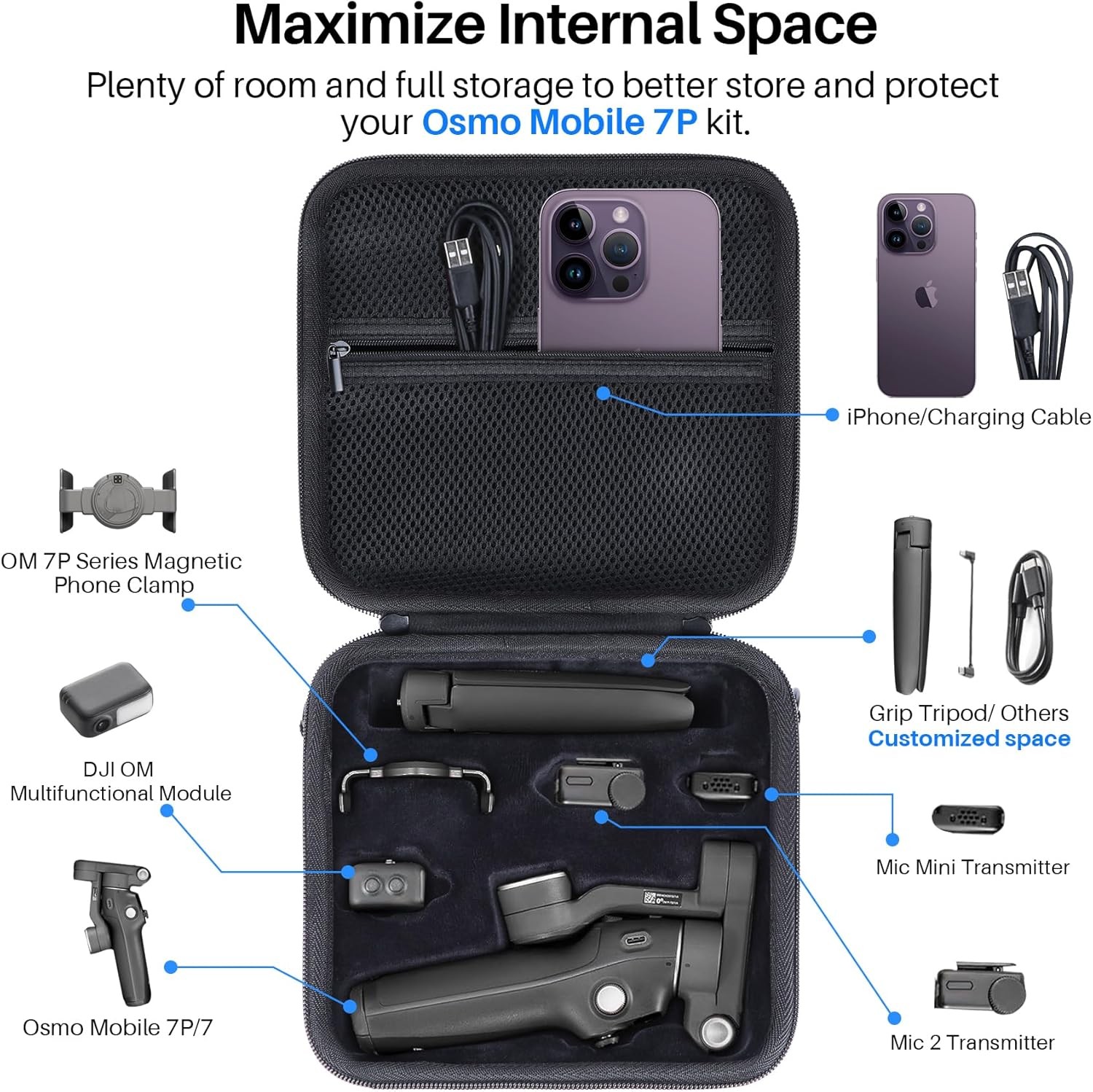 Storage Case Compatible with DJI Osmo Mobile 7P / 7 Gimbal Stabilizer Accessorie