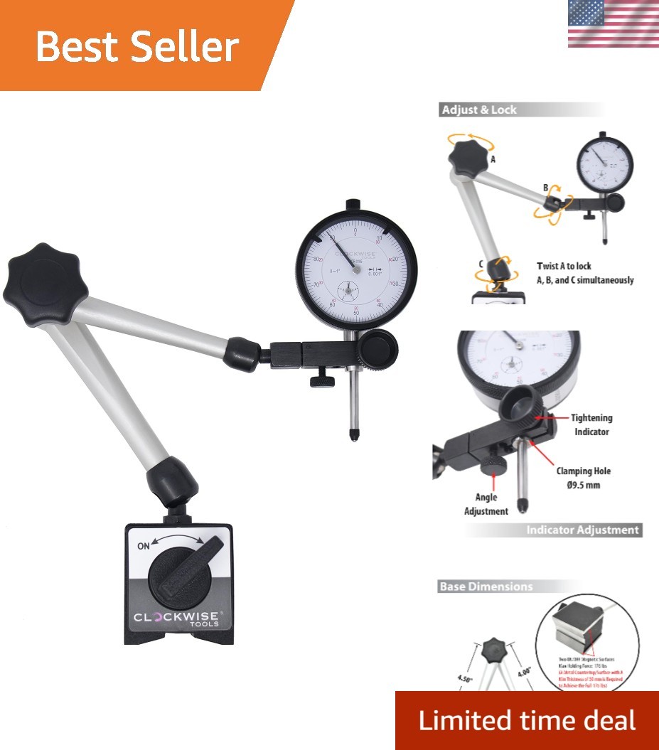 Dial Indicator with Magnetic Base Holder Stand, 0-1 inch