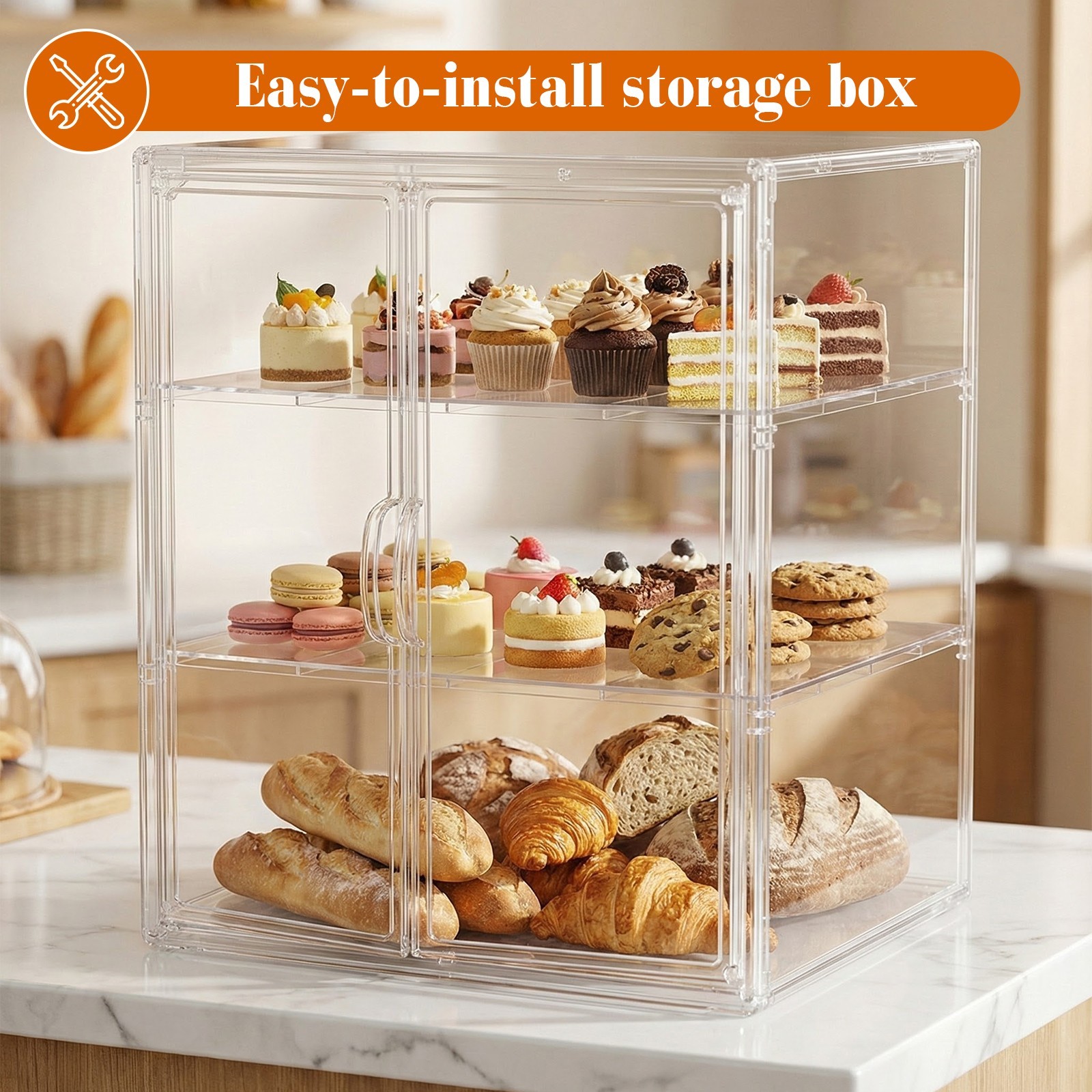 Stackable Storage Drawers Clear Acrylic Organizer Bathroom Make up (2 Partition)