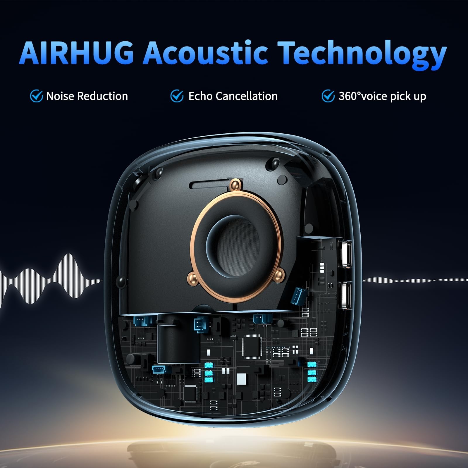 Bluetooth Conference Speaker & Microphone | 360° Voice Pickup, Noise Reduction,