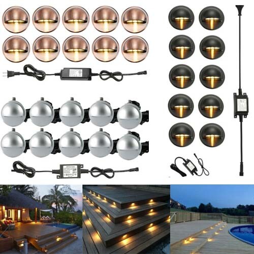 35mm Warm White LED Deck Step Light Outdoor Half Moon Yard Stair Lamp IP65 12V