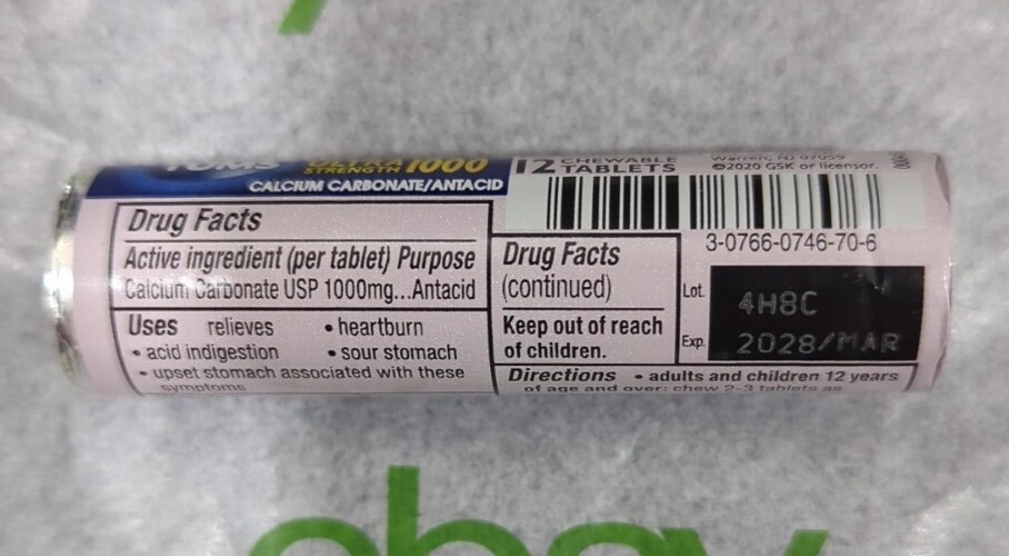 2 Packs of Tums Ultra Strength 1000 Antacid Assorted Berries 12 Chewable Tablets