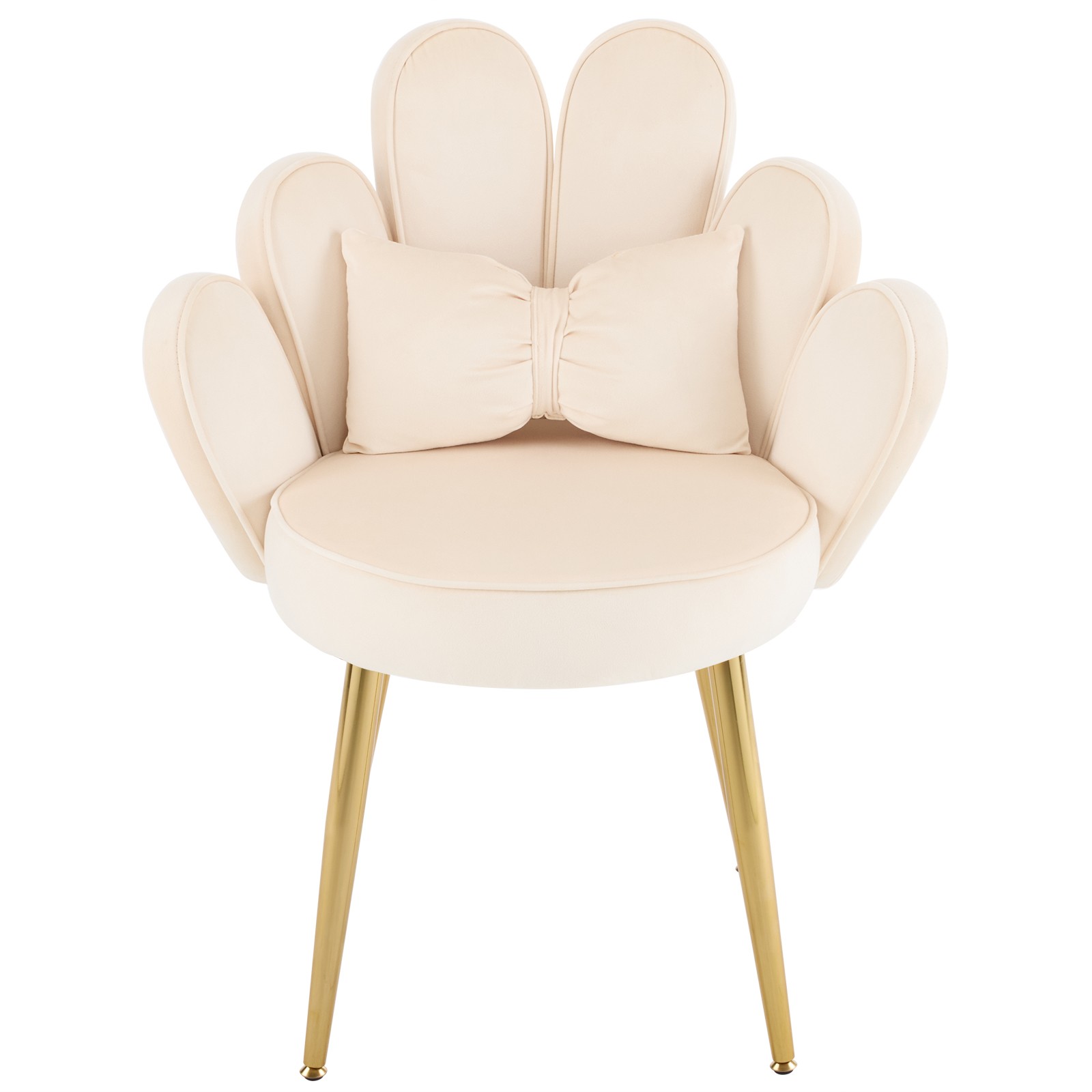 Flower Cute Girls Desk Chair Comfy No Wheels Adustable Gold Legs&Bow Pillow