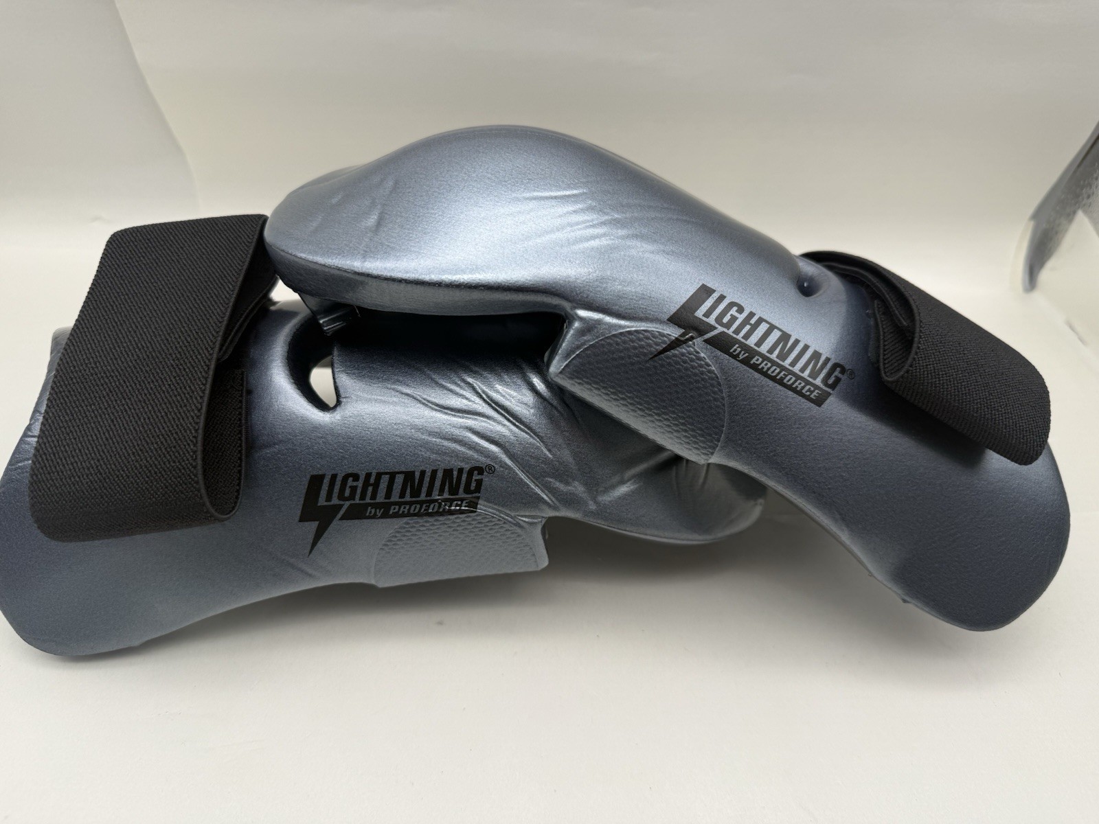 Lightning Sparring Gloves Proforce For Karate Taekwondo Silver Grey, Child Large