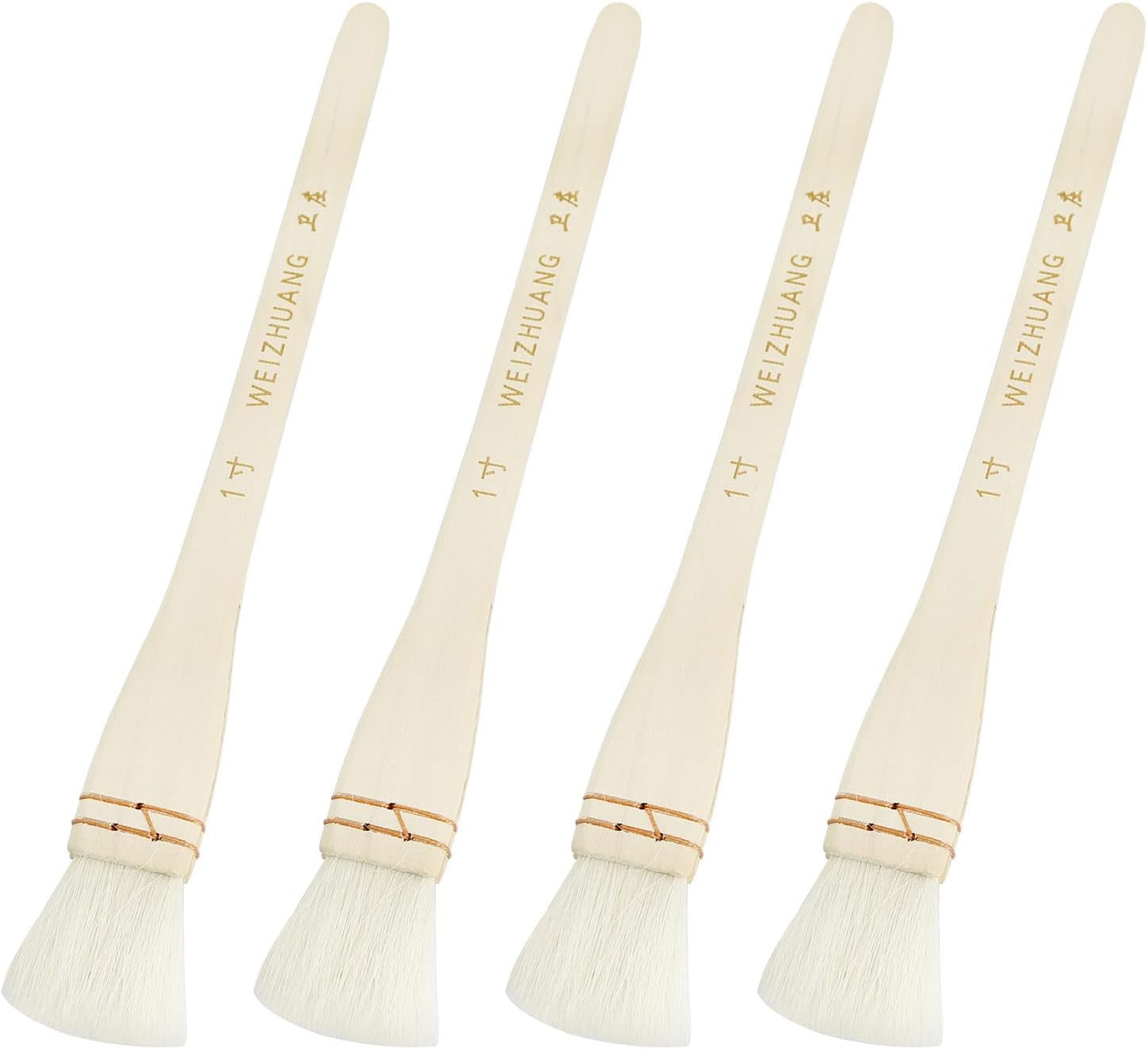 Creative Mark Hake Paintbrush Set 4Pcs 1 Inch Professional Soft White Goat Hair