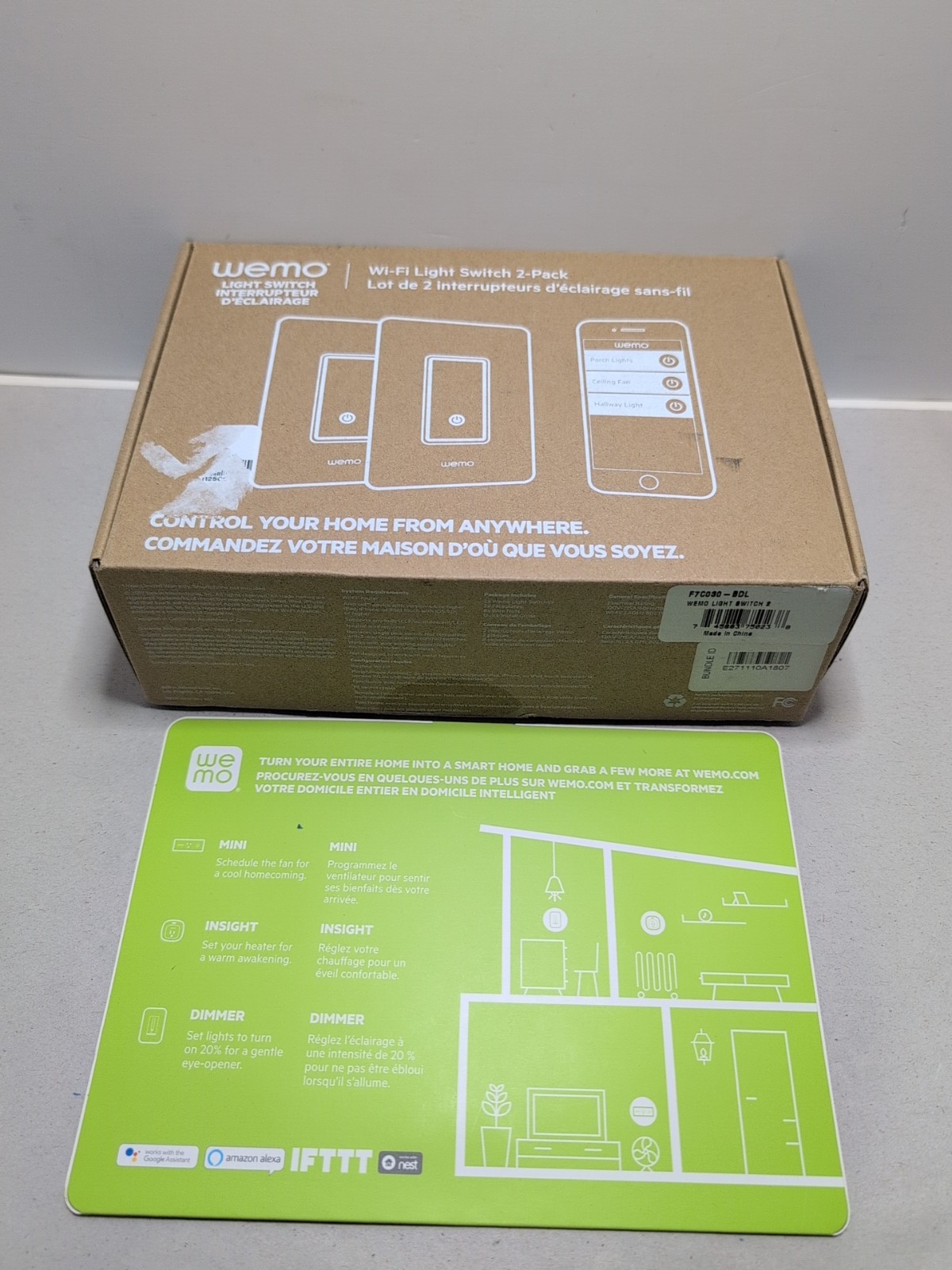 Wemo Belkin Light Switch Wi-fi 2 Pack Open Box