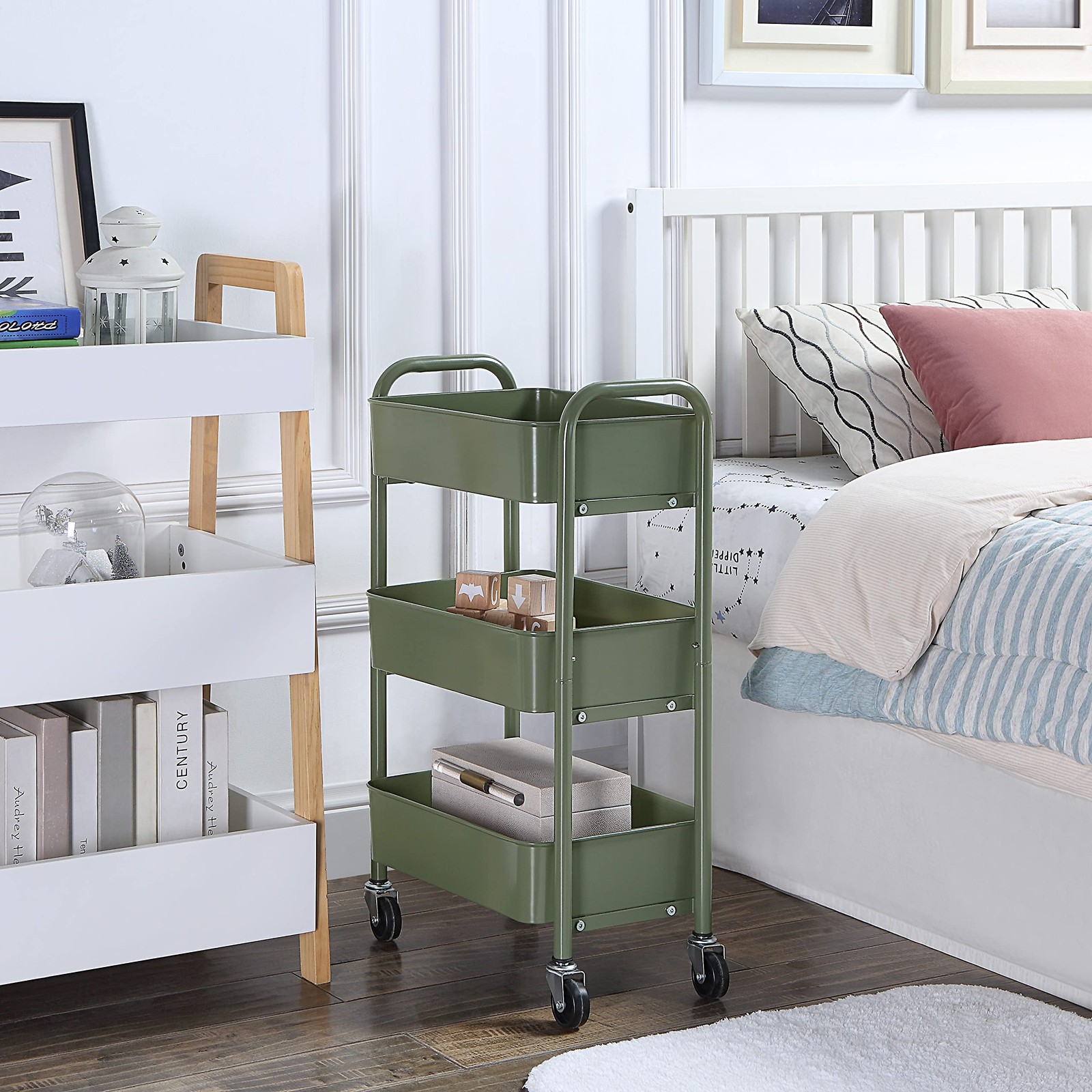 3-Tier Delicate Compact Rolling Metal Storage Organizer - Mobile Utility Cart...