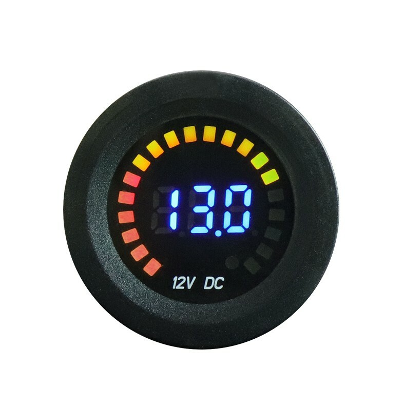 Panel Mount Digital Volt Meter, Blue LED DVM w/Graphic Display, 12 VDC