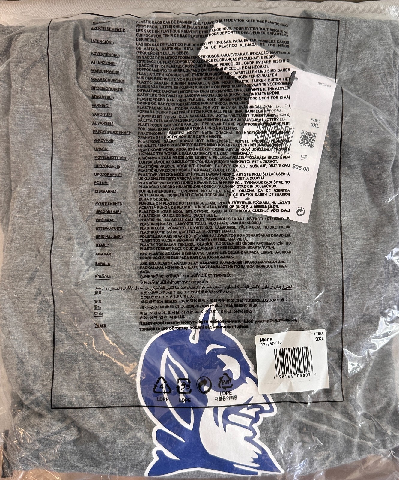Nike Men's Tee Duke Blue Devils Primetime Evergreen Alternate Logo College (New)